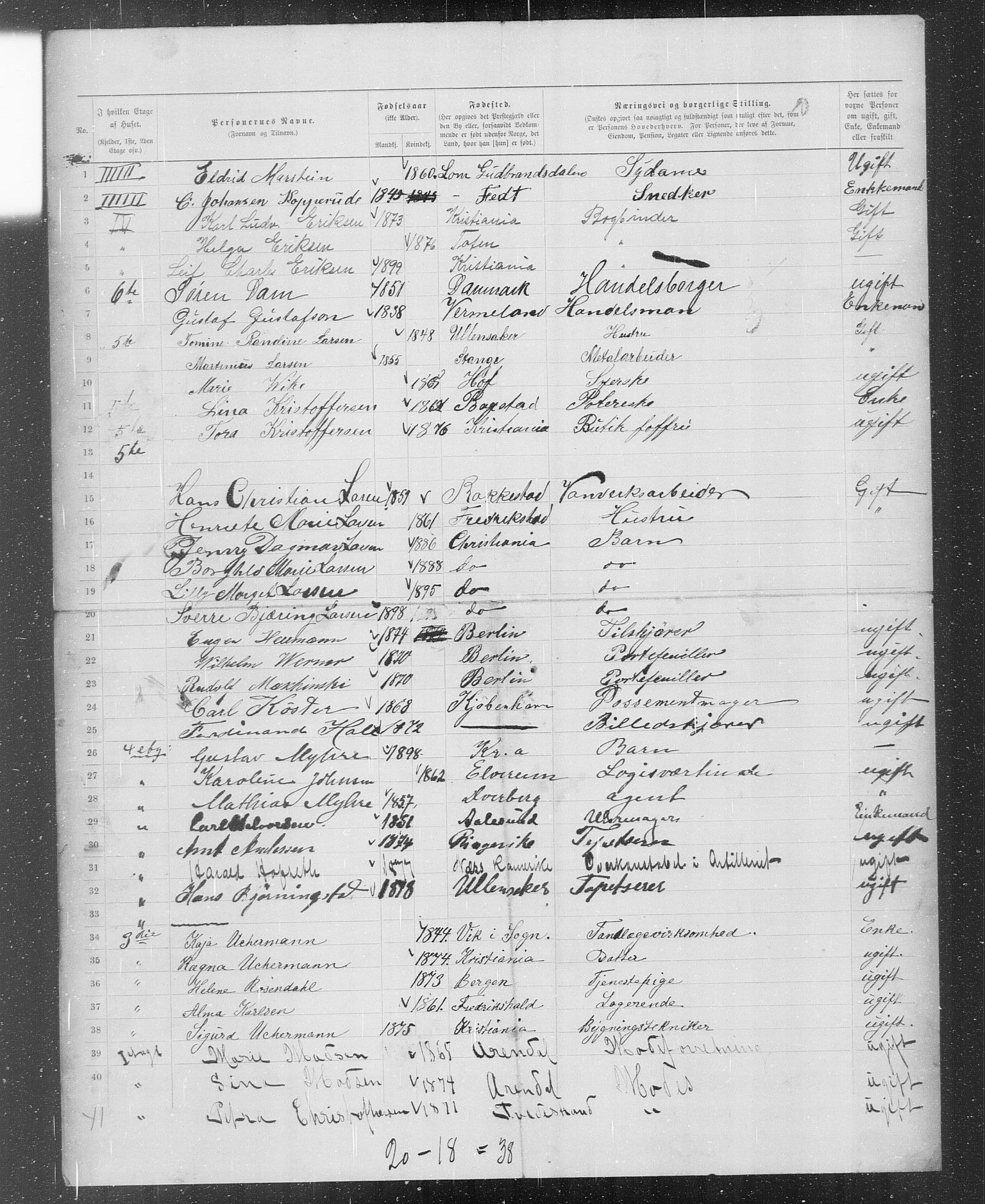 OBA, Municipal Census 1899 for Kristiania, 1899, p. 1309