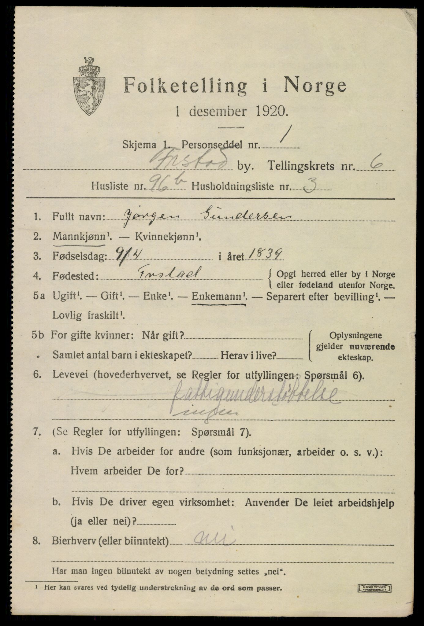 SAO, 1920 census for Fredrikstad, 1920, p. 21839