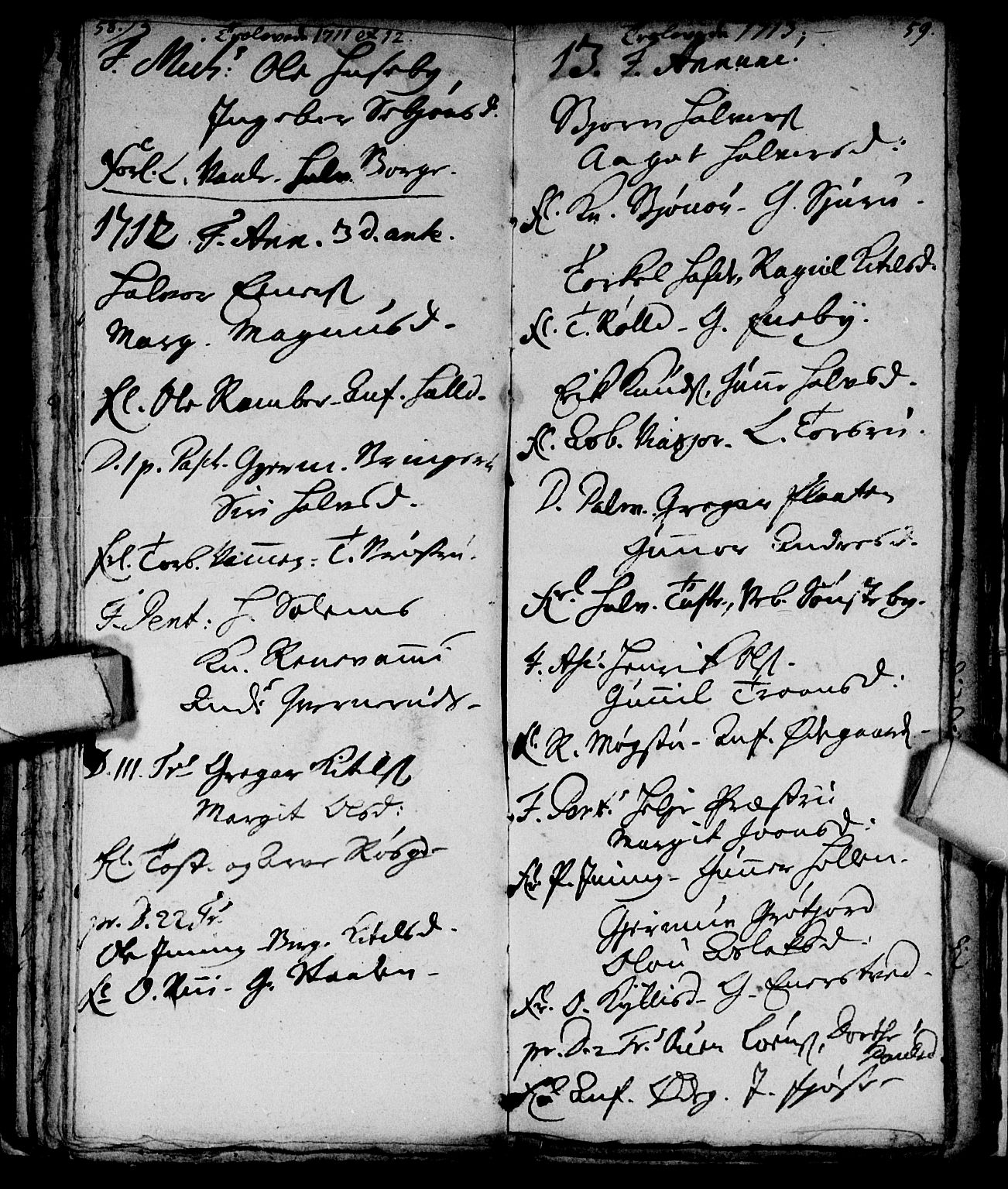 Nore kirkebøker, SAKO/A-238/F/Fc/L0001: Parish register (official) no. III 1, 1696-1714, p. 58-59