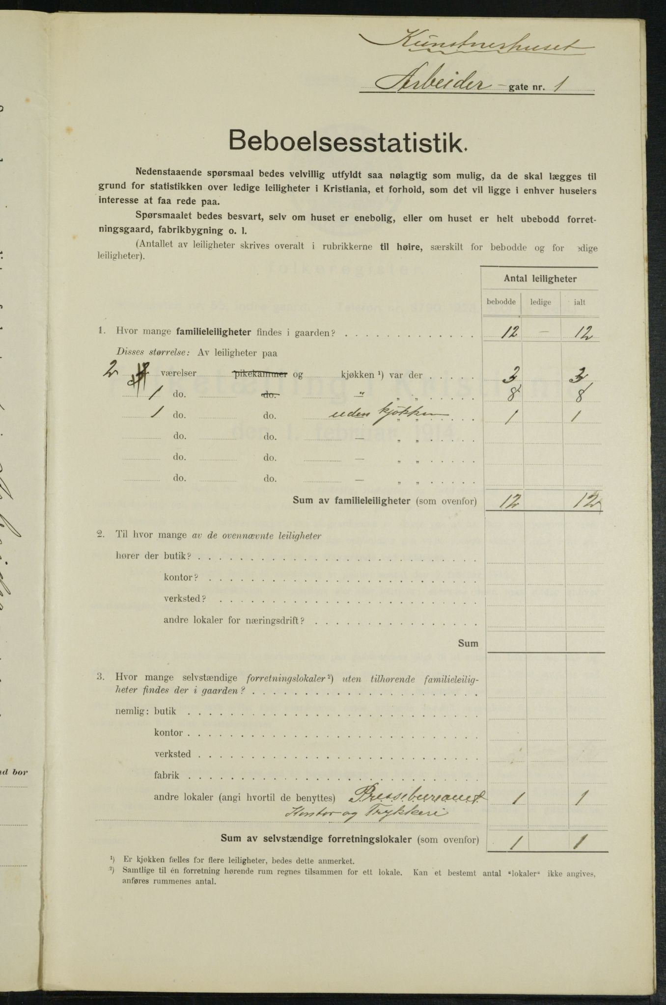 OBA, Municipal Census 1914 for Kristiania, 1914, p. 1476