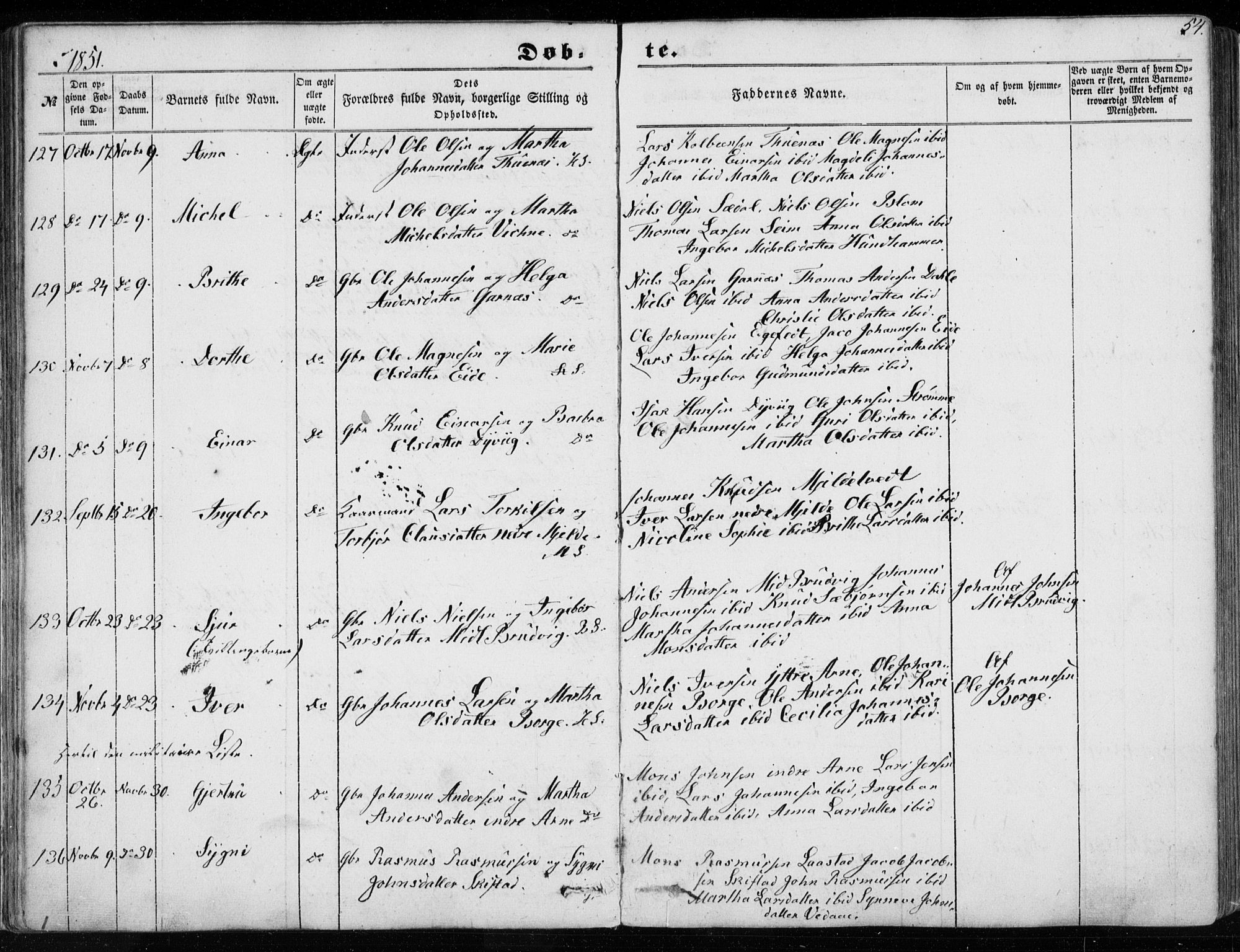 Haus sokneprestembete, AV/SAB-A-75601/H/Haa: Parish register (official) no. A 16 I, 1848-1857, p. 54