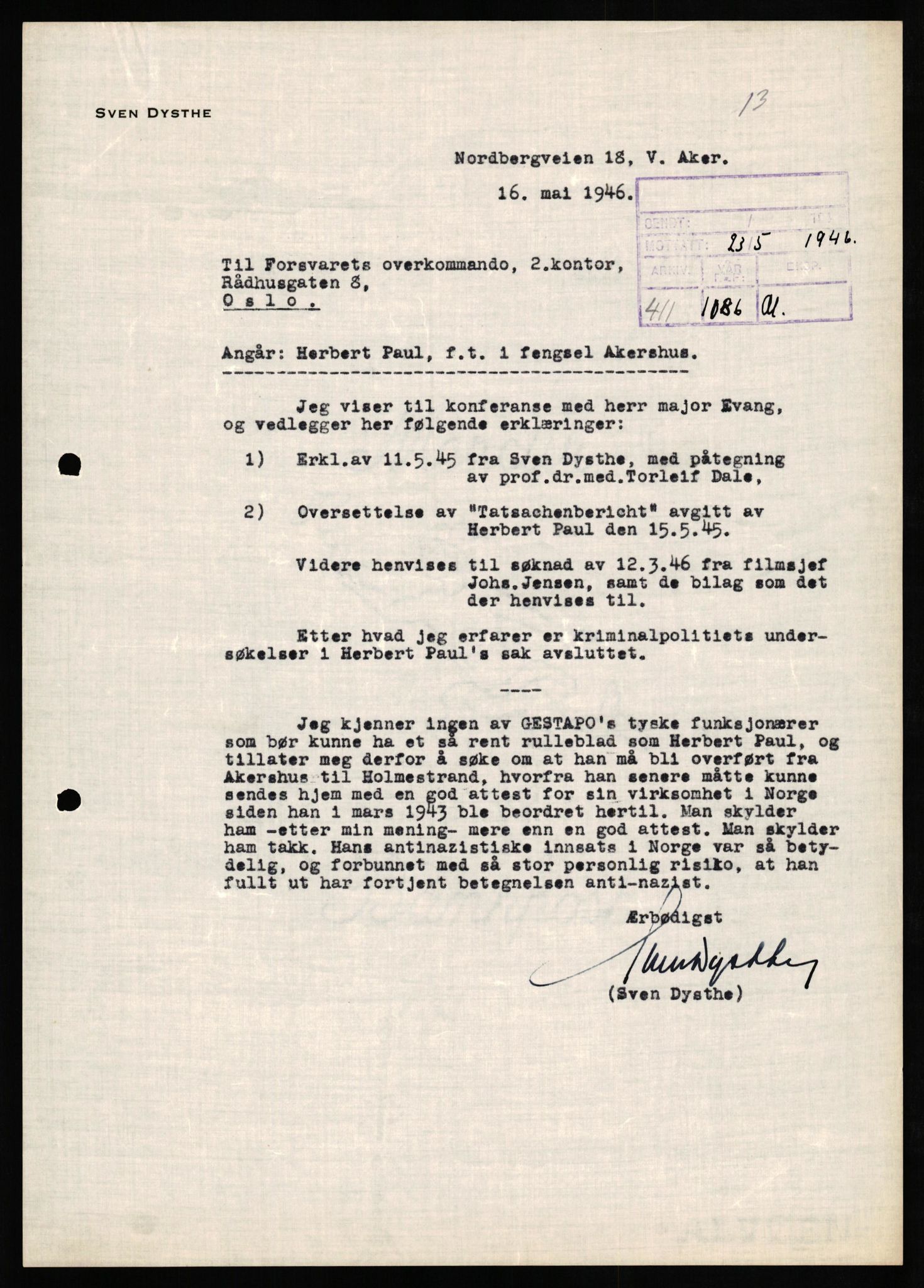 Forsvaret, Forsvarets overkommando II, AV/RA-RAFA-3915/D/Db/L0025: CI Questionaires. Tyske okkupasjonsstyrker i Norge. Tyskere., 1945-1946, p. 420