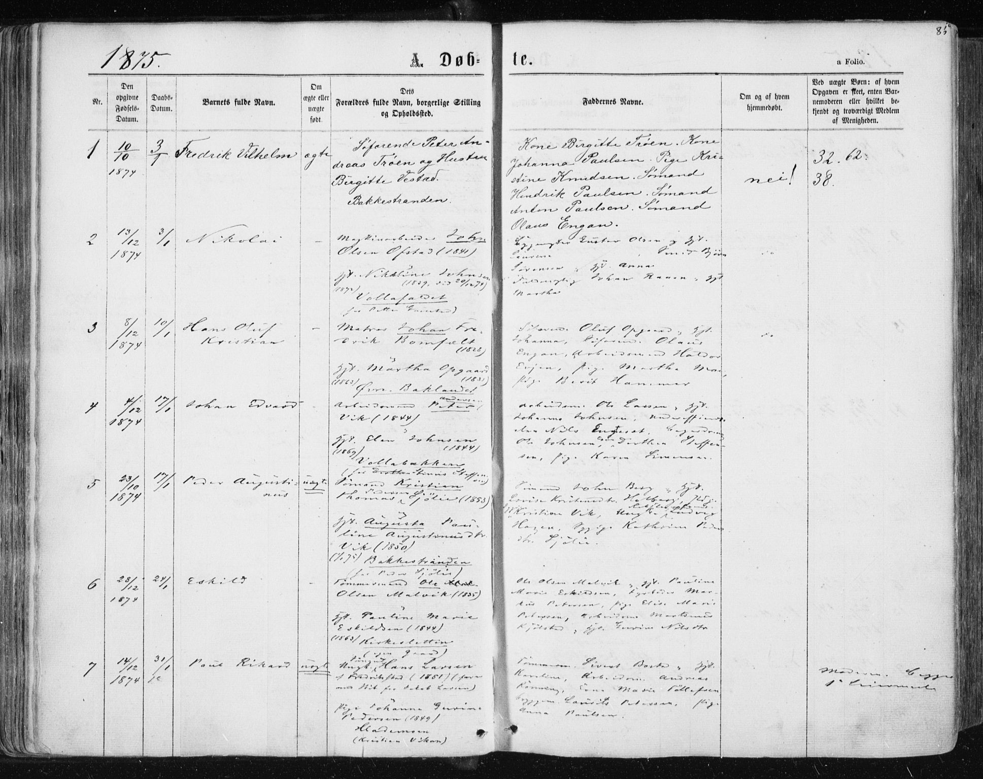 Ministerialprotokoller, klokkerbøker og fødselsregistre - Sør-Trøndelag, SAT/A-1456/604/L0186: Parish register (official) no. 604A07, 1866-1877, p. 85