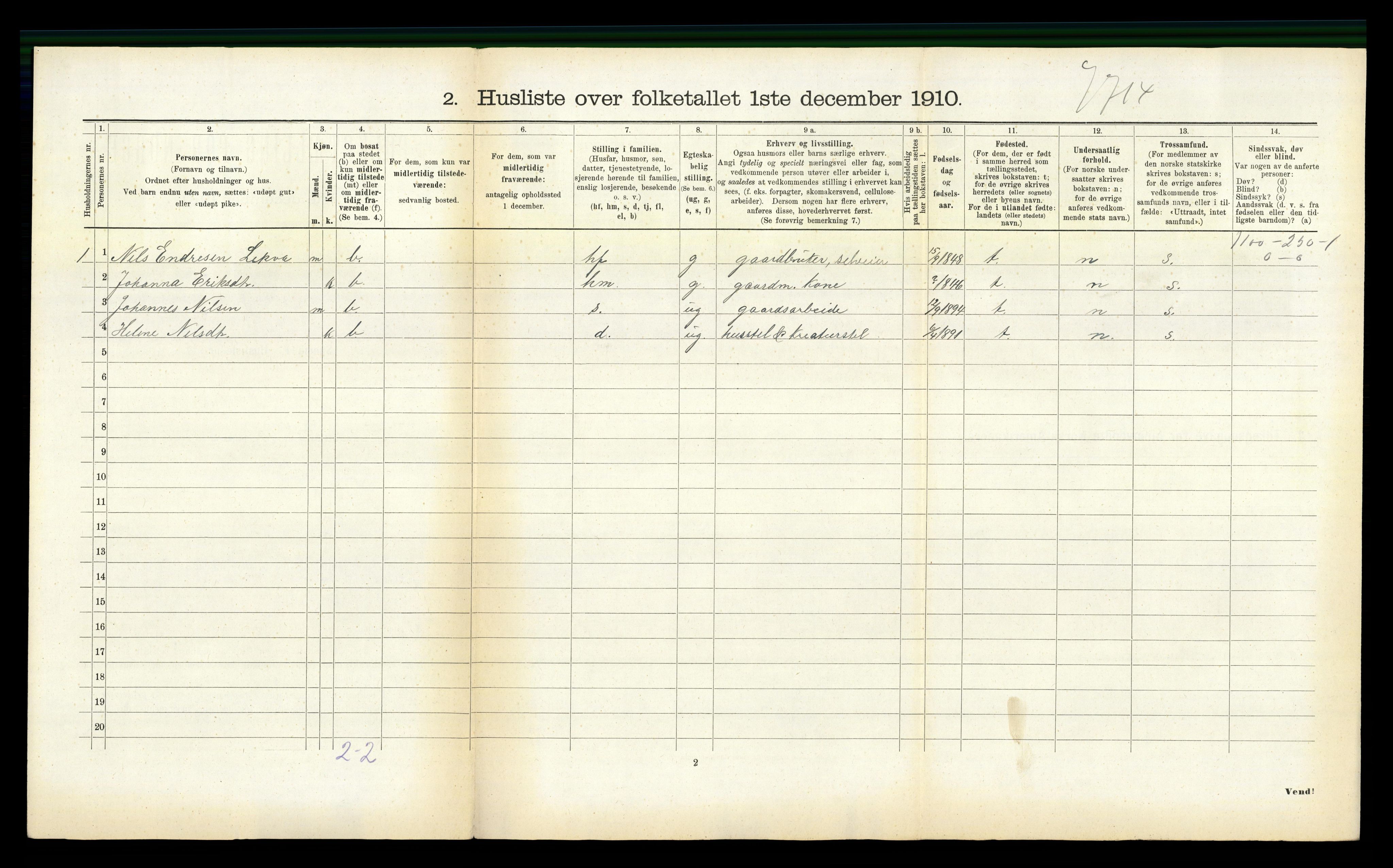 RA, 1910 census for Hyllestad, 1910, p. 394