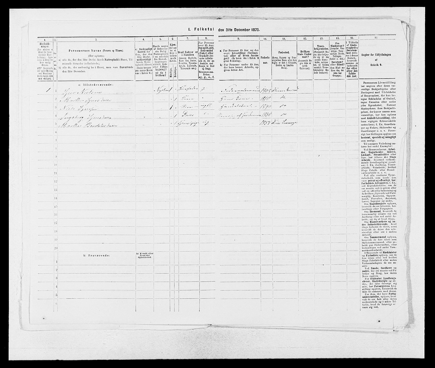 SAB, 1875 census for 1421P Aurland, 1875, p. 529