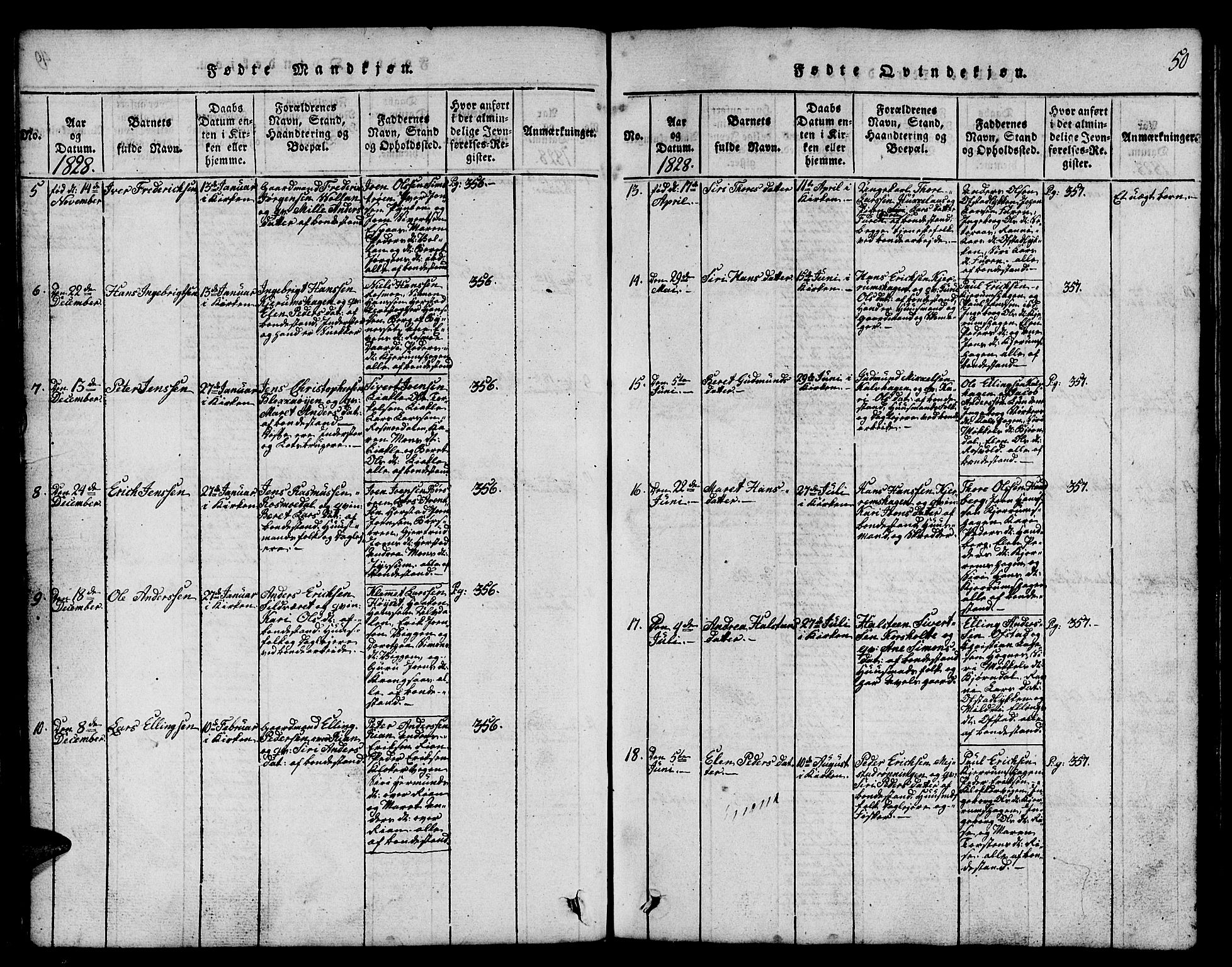 Ministerialprotokoller, klokkerbøker og fødselsregistre - Sør-Trøndelag, SAT/A-1456/665/L0776: Parish register (copy) no. 665C01, 1817-1837, p. 50