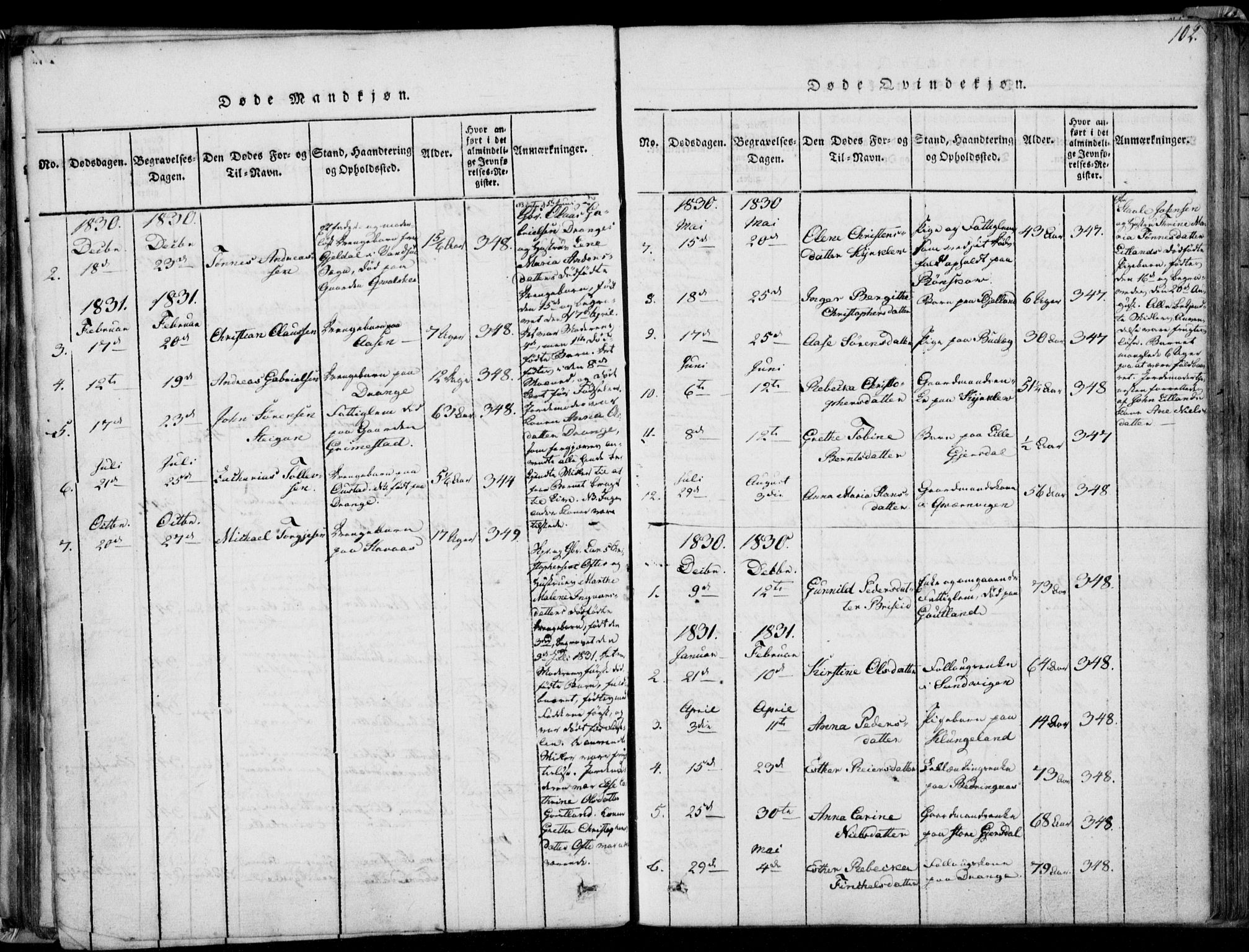 Herad sokneprestkontor, AV/SAK-1111-0018/F/Fa/Faa/L0003: Parish register (official) no. A 3, 1816-1844, p. 102