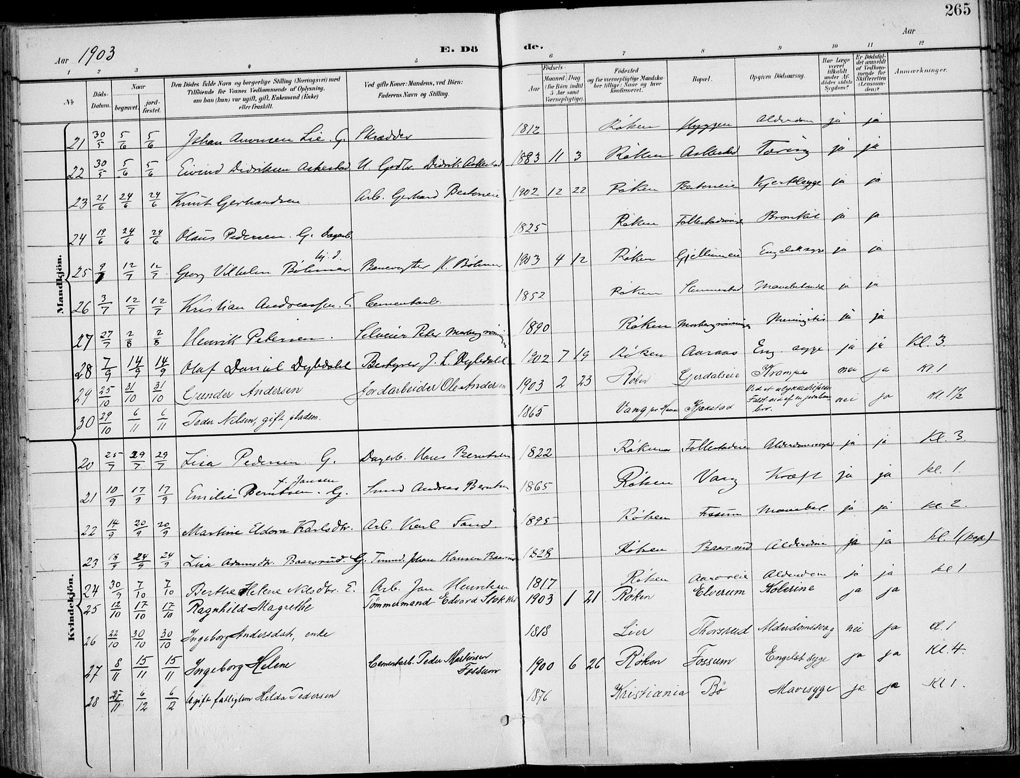 Røyken kirkebøker, AV/SAKO-A-241/F/Fa/L0009: Parish register (official) no. 9, 1898-1911, p. 265