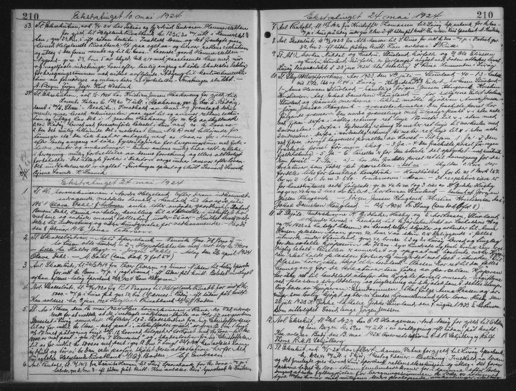Rana sorenskriveri , AV/SAT-A-1108/1/2/2C/L0018: Mortgage book no. 18, 1923-1928, p. 210, Deed date: 24.05.1924