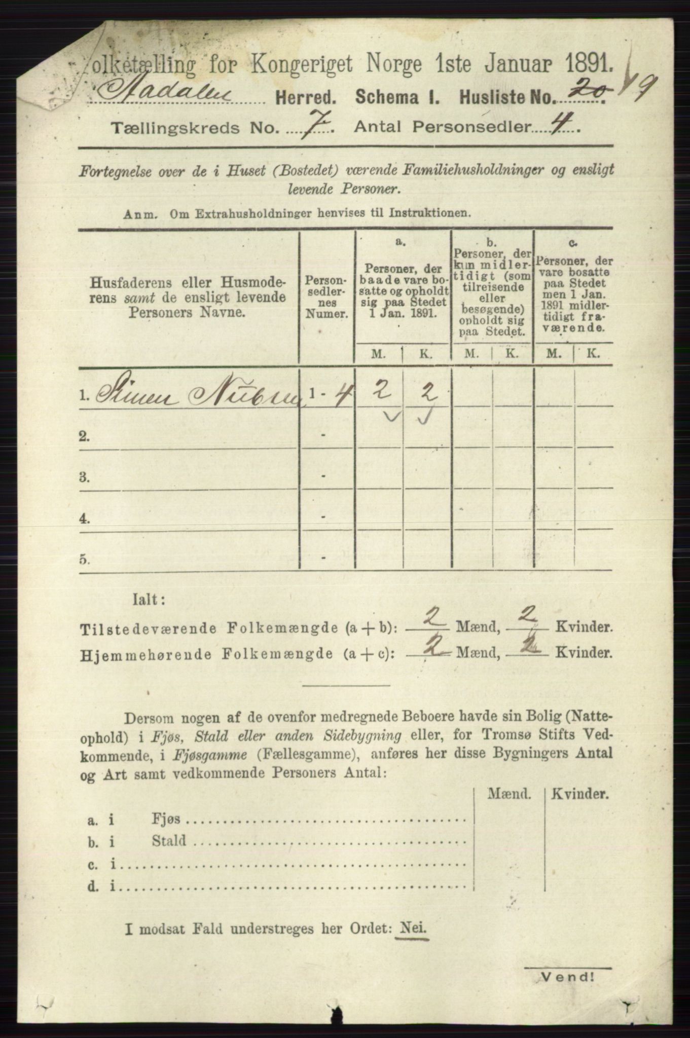 RA, 1891 census for 0614 Ådal, 1891, p. 3030