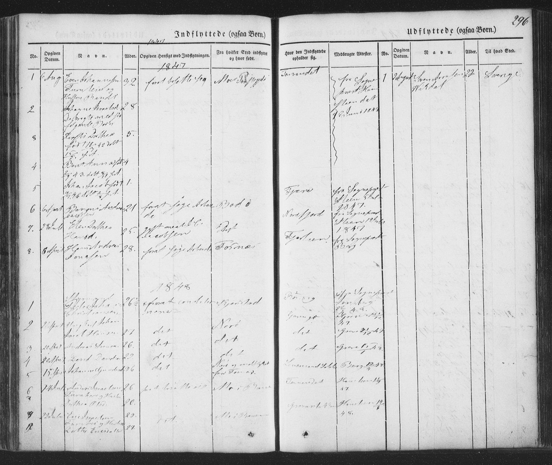 Ministerialprotokoller, klokkerbøker og fødselsregistre - Nordland, AV/SAT-A-1459/853/L0769: Parish register (official) no. 853A08, 1836-1856, p. 296