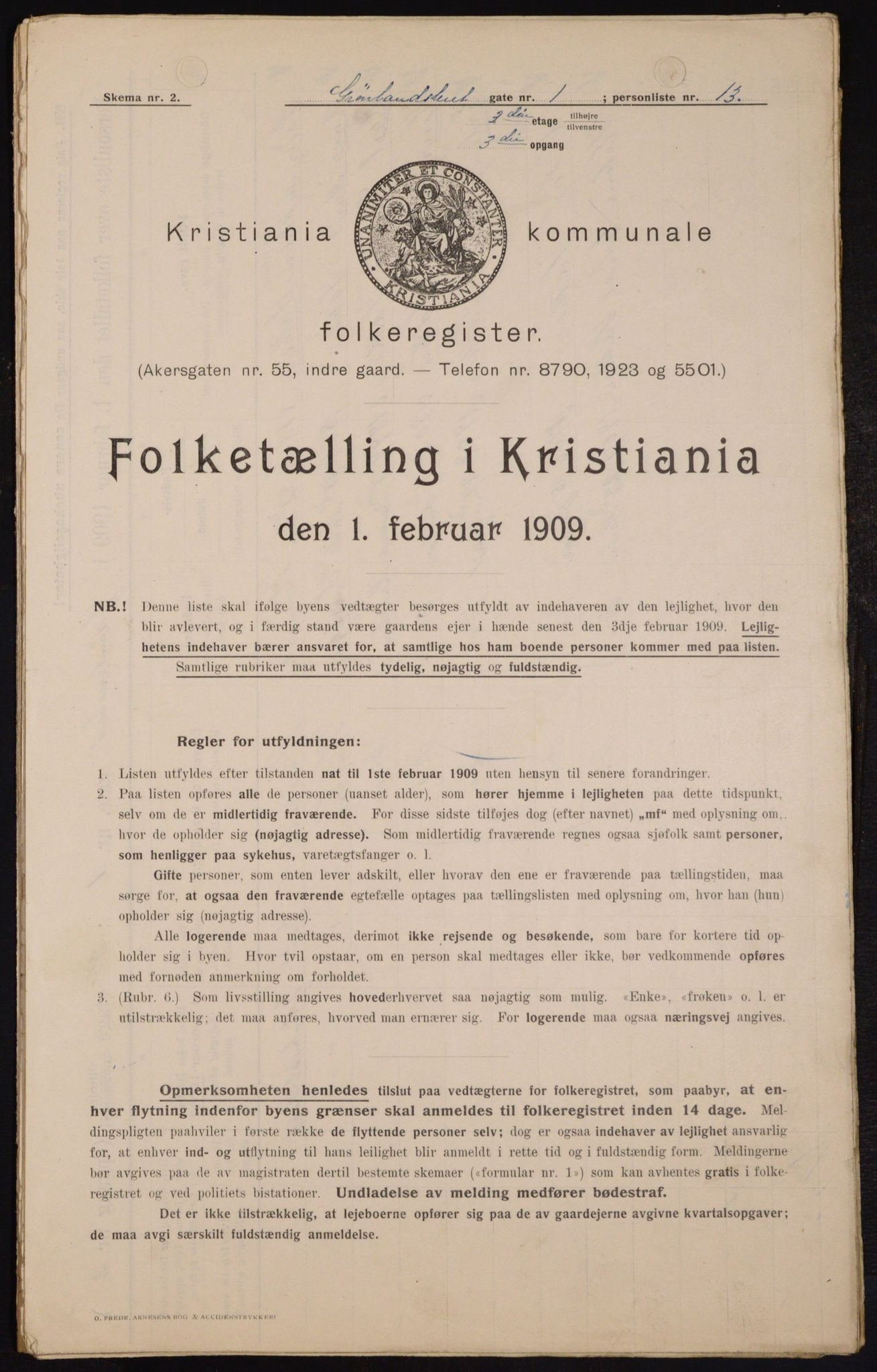 OBA, Municipal Census 1909 for Kristiania, 1909, p. 28709