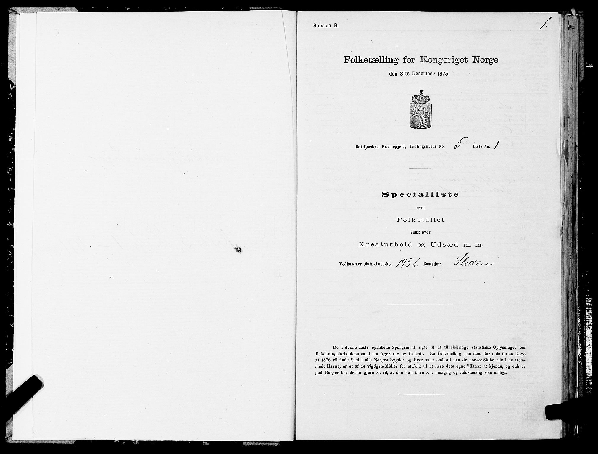 SATØ, 1875 census for 1933P Balsfjord, 1875, p. 3001