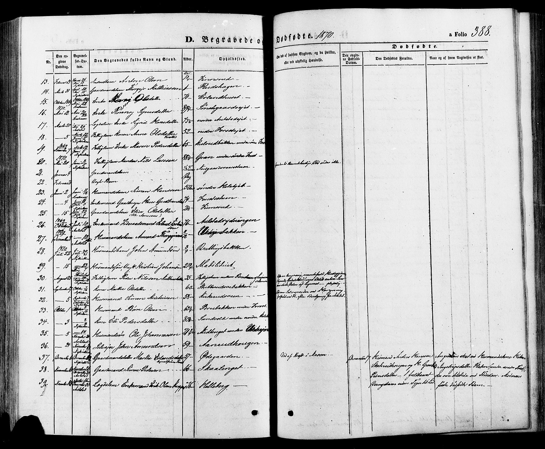 Gausdal prestekontor, SAH/PREST-090/H/Ha/Haa/L0010: Parish register (official) no. 10, 1867-1886, p. 388