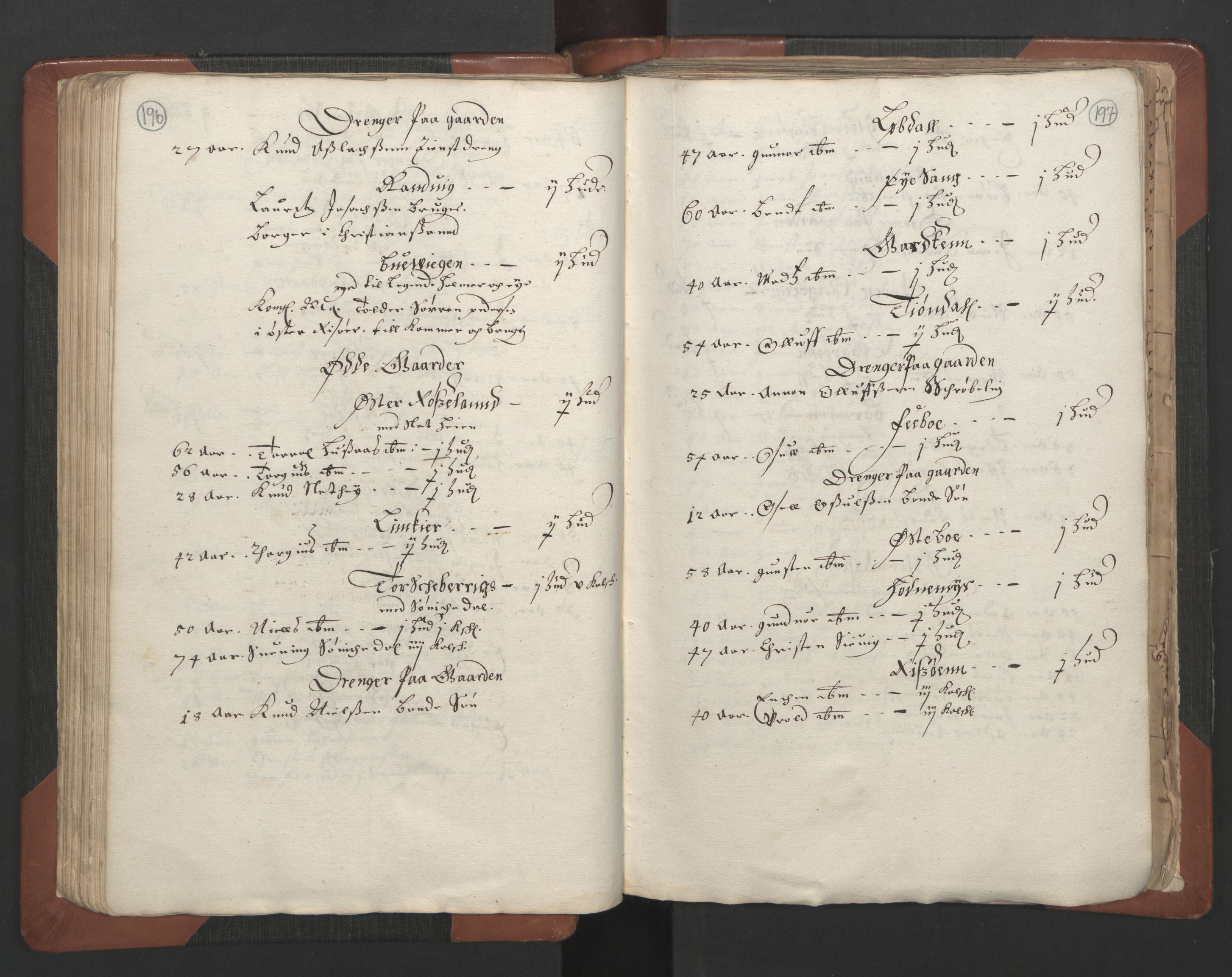 RA, Bailiff's Census 1664-1666, no. 7: Nedenes fogderi, 1664-1666, p. 196-197