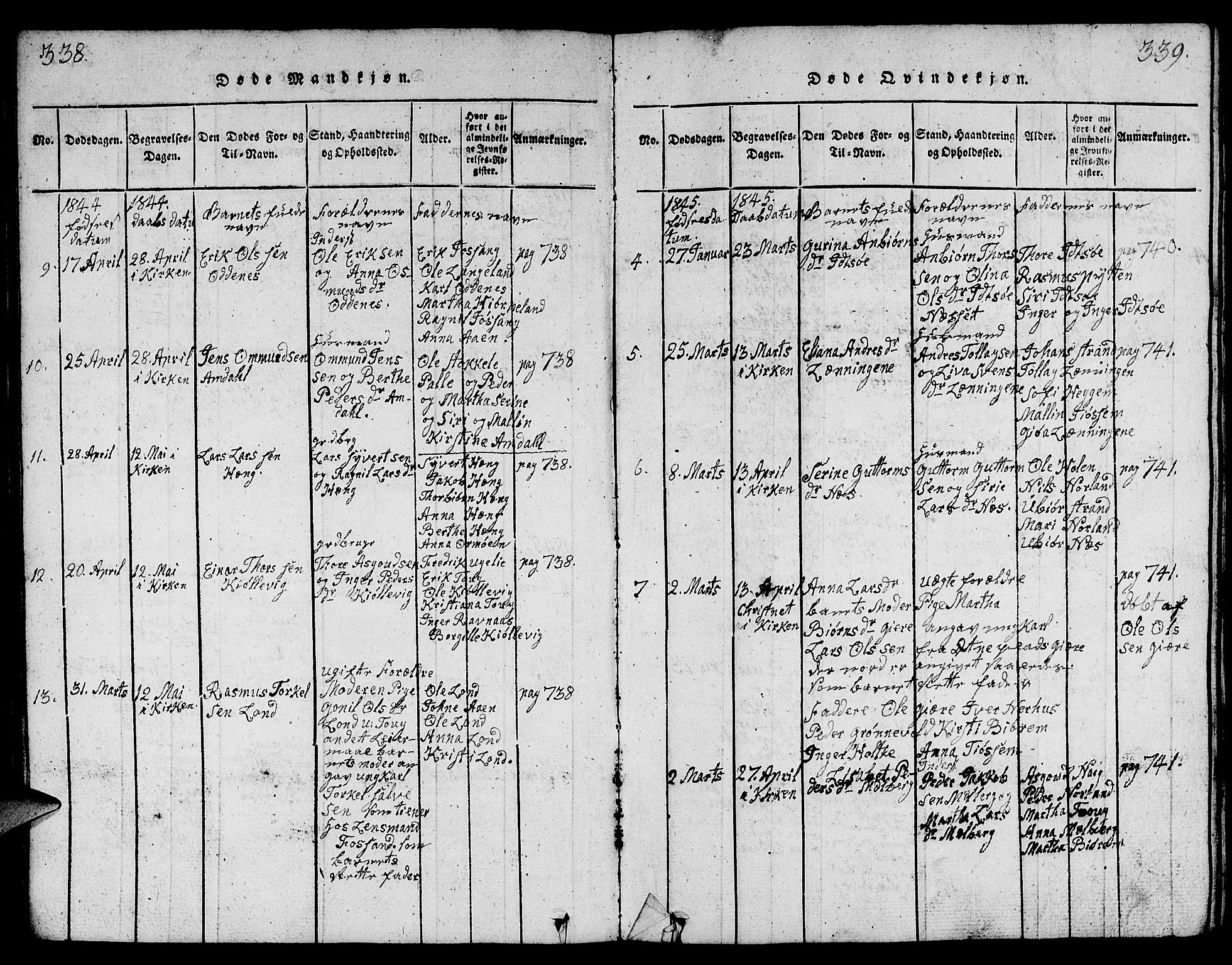 Strand sokneprestkontor, AV/SAST-A-101828/H/Ha/Hab/L0001: Parish register (copy) no. B 1, 1816-1854, p. 338-339