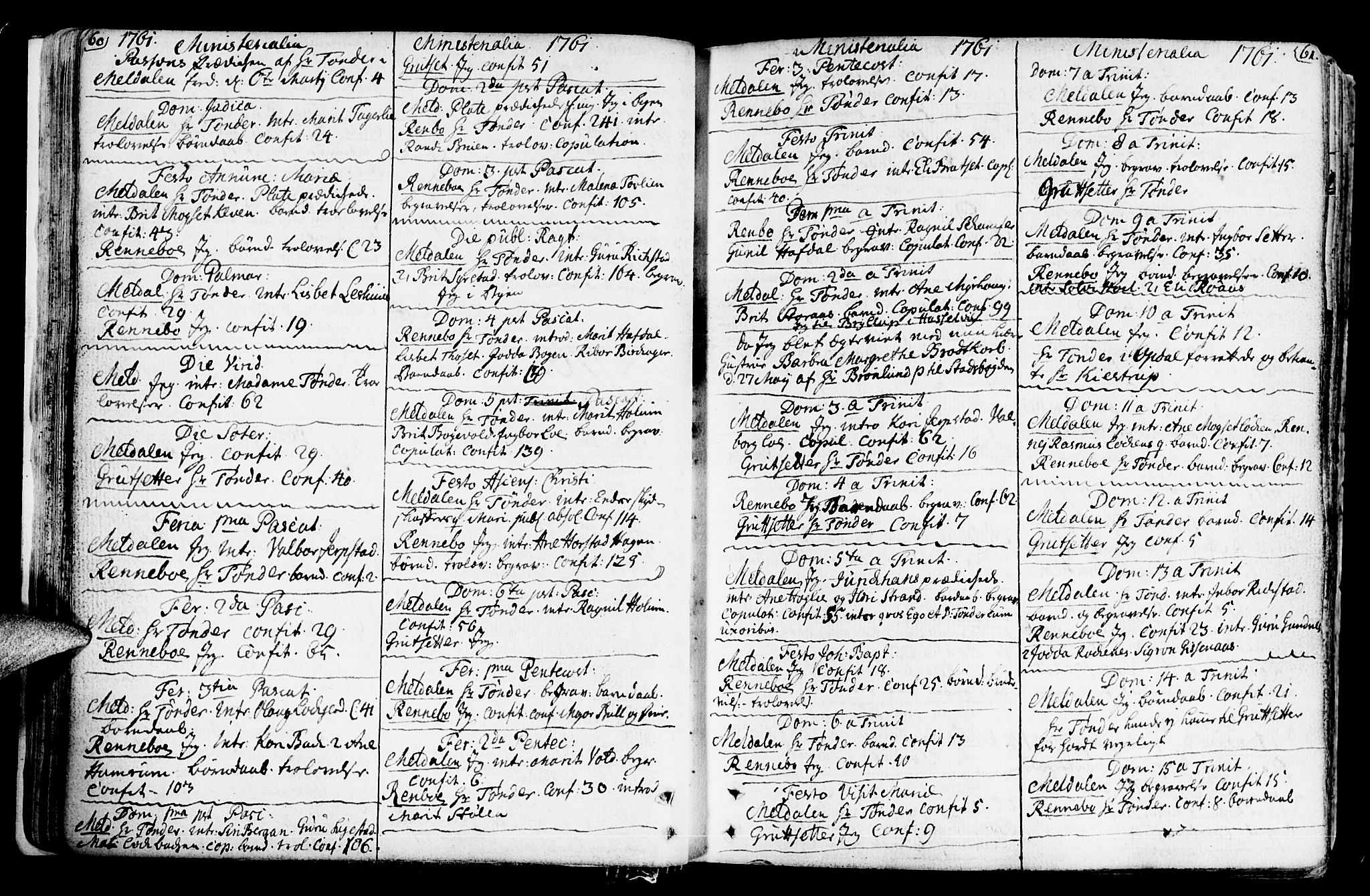 Ministerialprotokoller, klokkerbøker og fødselsregistre - Sør-Trøndelag, SAT/A-1456/672/L0851: Parish register (official) no. 672A04, 1751-1775, p. 60-61