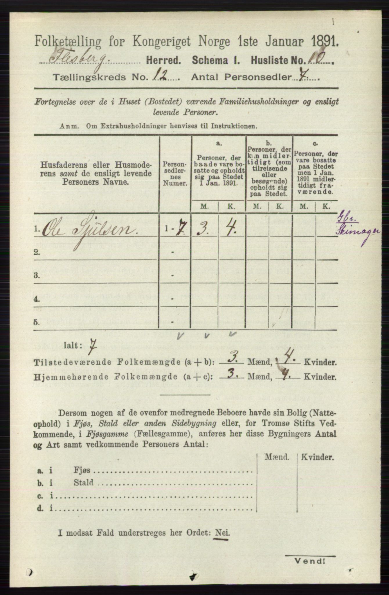 RA, 1891 census for 0631 Flesberg, 1891, p. 2079