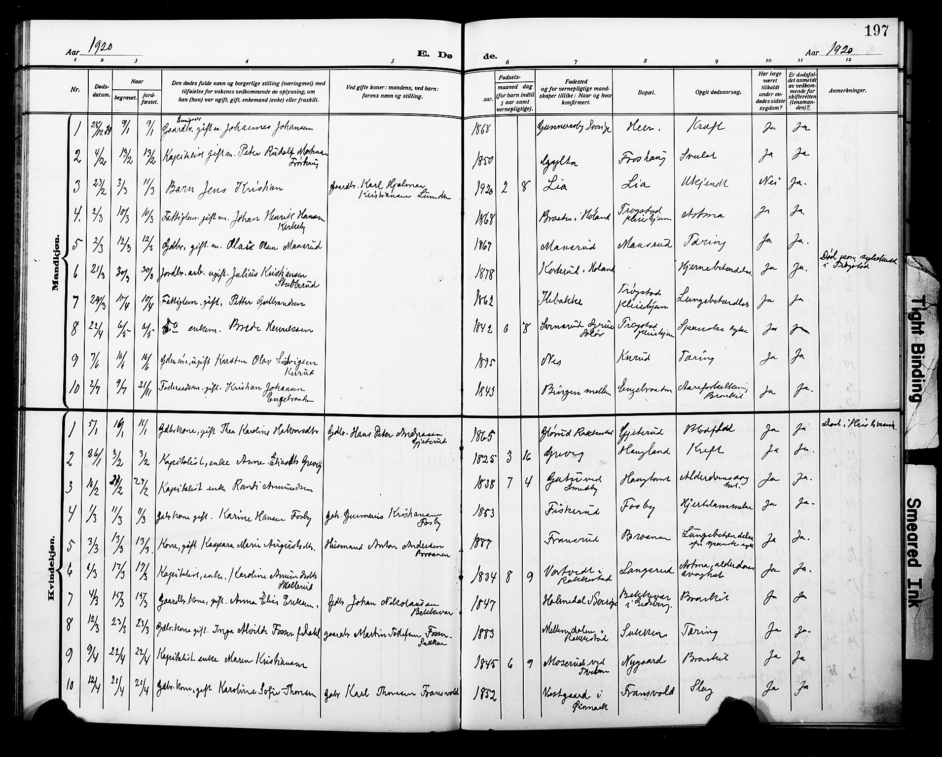 Trøgstad prestekontor Kirkebøker, AV/SAO-A-10925/G/Ga/L0002: Parish register (copy) no. I 2, 1911-1929, p. 197