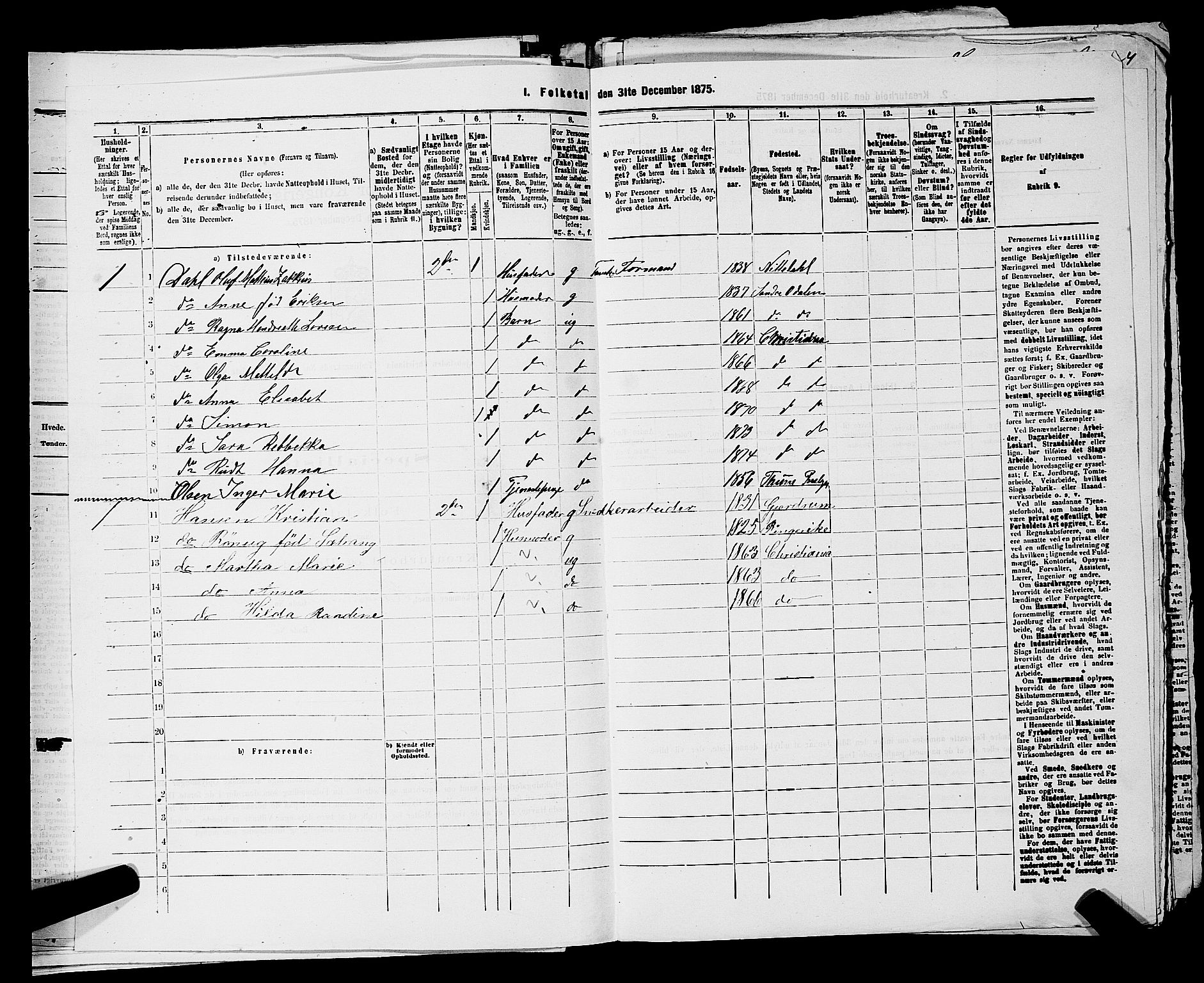 RA, 1875 census for 0301 Kristiania, 1875, p. 1735