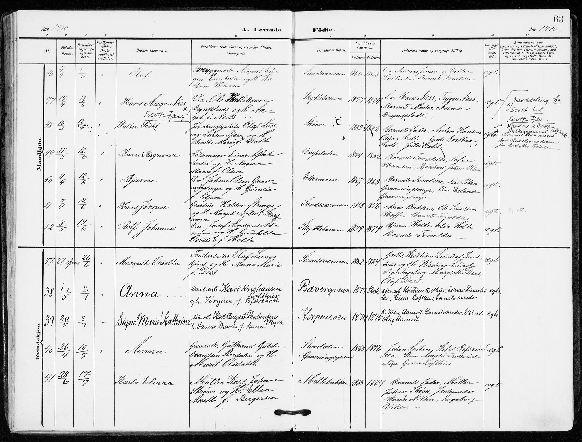 Kongsberg kirkebøker, AV/SAKO-A-22/F/Fb/L0004: Parish register (official) no. II 4, 1906-1918, p. 63
