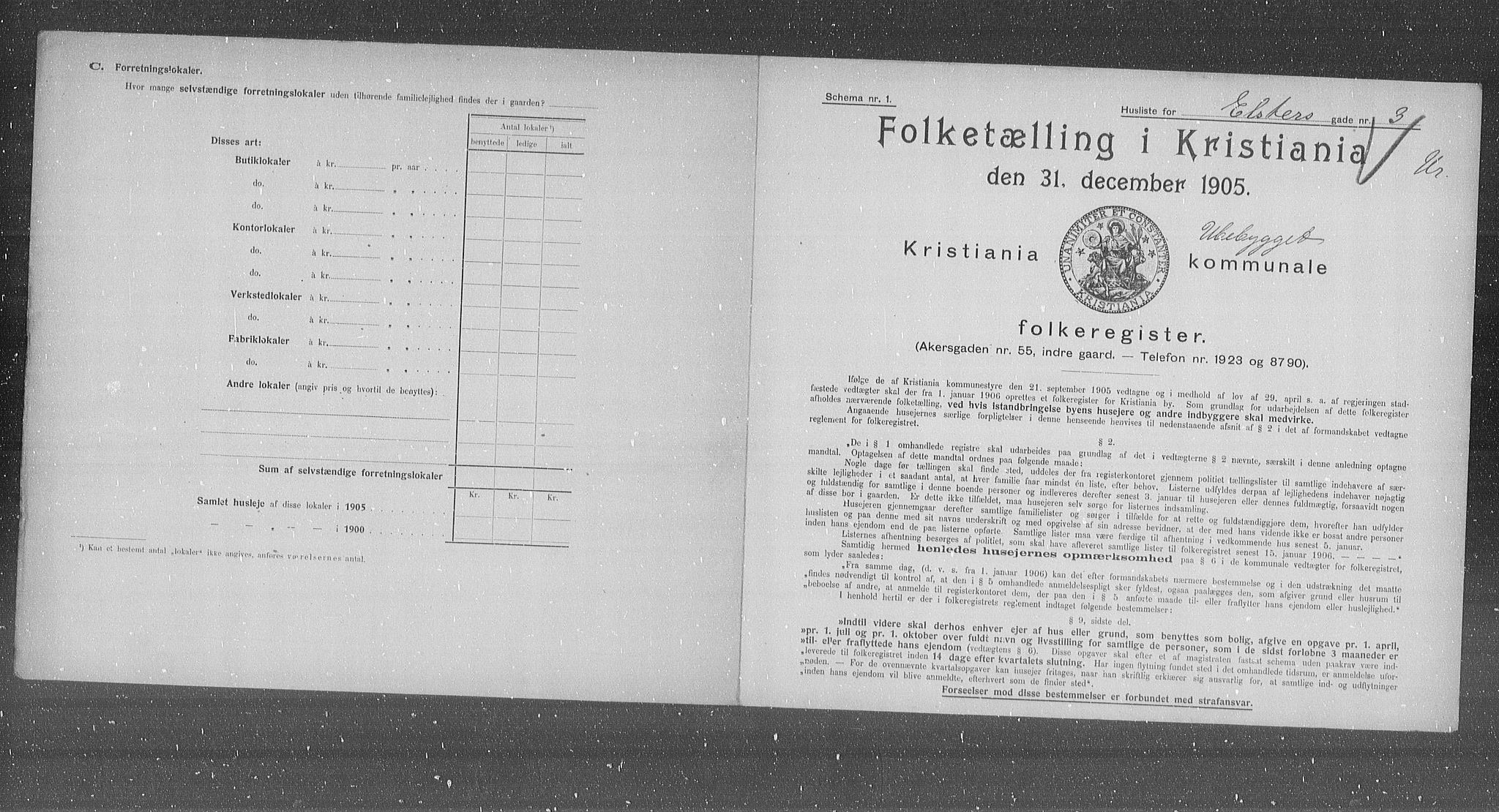 OBA, Municipal Census 1905 for Kristiania, 1905, p. 10498