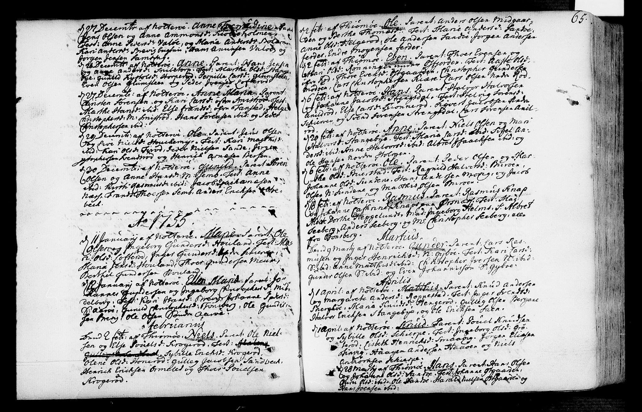 Nøtterøy kirkebøker, AV/SAKO-A-354/F/Fa/L0002: Parish register (official) no. I 2, 1738-1790, p. 65