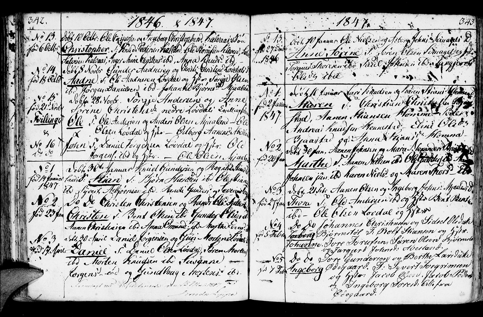 Holum sokneprestkontor, AV/SAK-1111-0022/F/Fa/Fab/L0004: Parish register (official) no. A 4, 1774-1847, p. 342-343