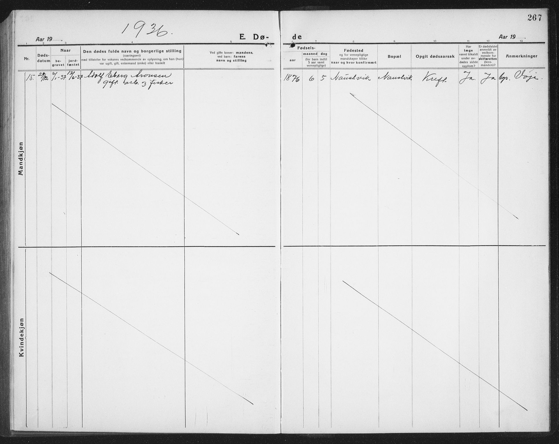 Ministerialprotokoller, klokkerbøker og fødselsregistre - Nordland, AV/SAT-A-1459/872/L1049: Parish register (copy) no. 872C05, 1920-1938, p. 267