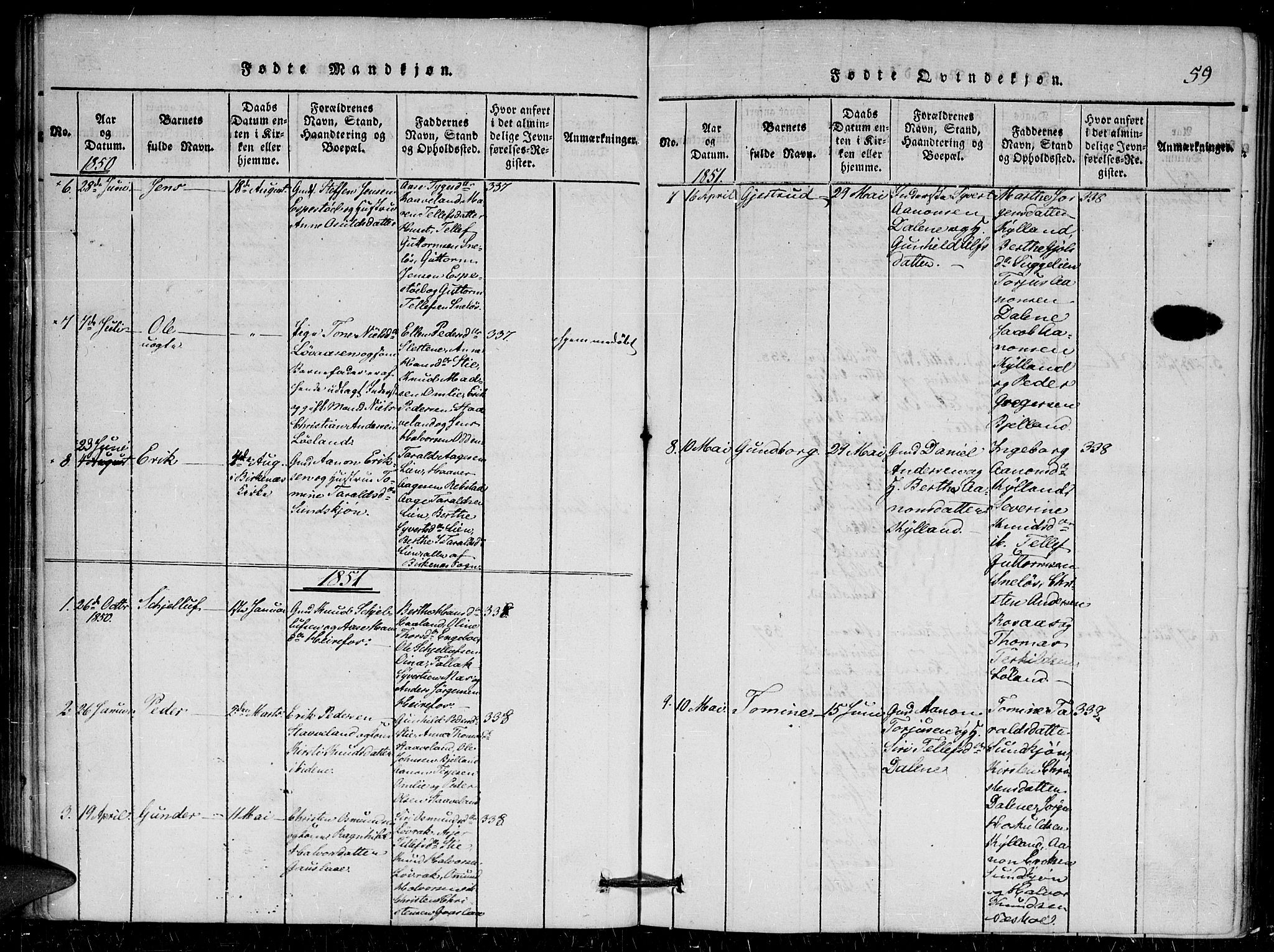 Herefoss sokneprestkontor, AV/SAK-1111-0019/F/Fa/Faa/L0001: Parish register (official) no. A 1, 1816-1860, p. 59