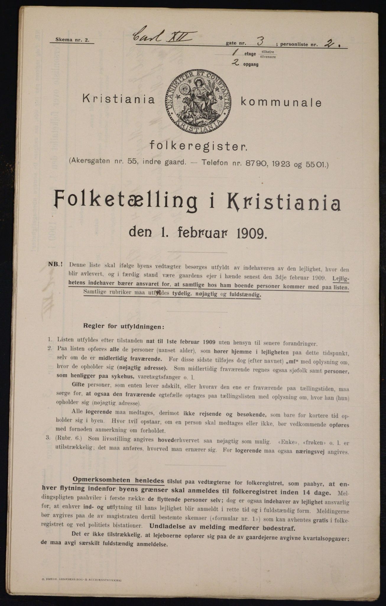 OBA, Municipal Census 1909 for Kristiania, 1909, p. 44091