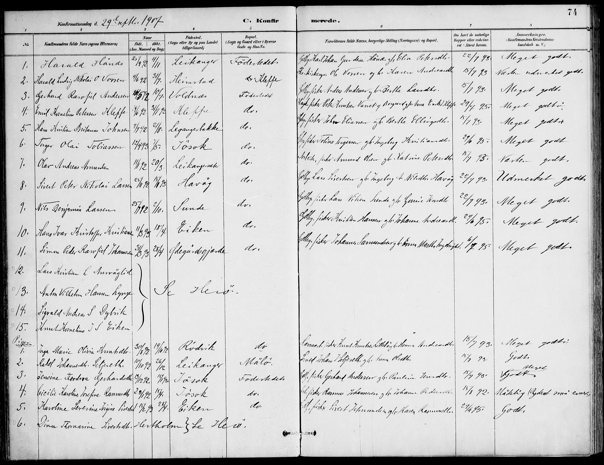 Ministerialprotokoller, klokkerbøker og fødselsregistre - Møre og Romsdal, AV/SAT-A-1454/508/L0095: Parish register (official) no. 508A02, 1887-1920, p. 74