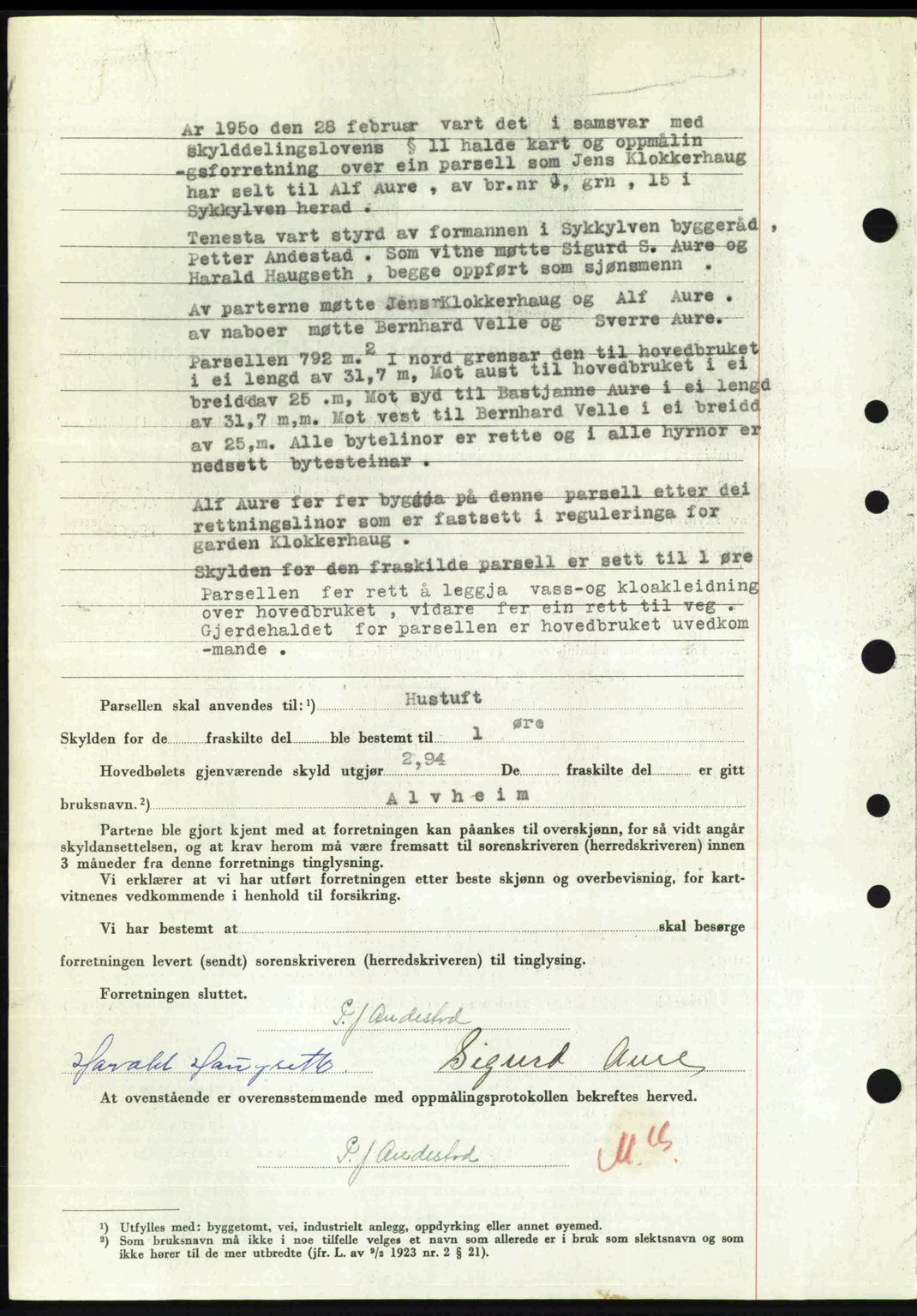 Nordre Sunnmøre sorenskriveri, AV/SAT-A-0006/1/2/2C/2Ca: Mortgage book no. A34, 1950-1950, Diary no: : 812/1950