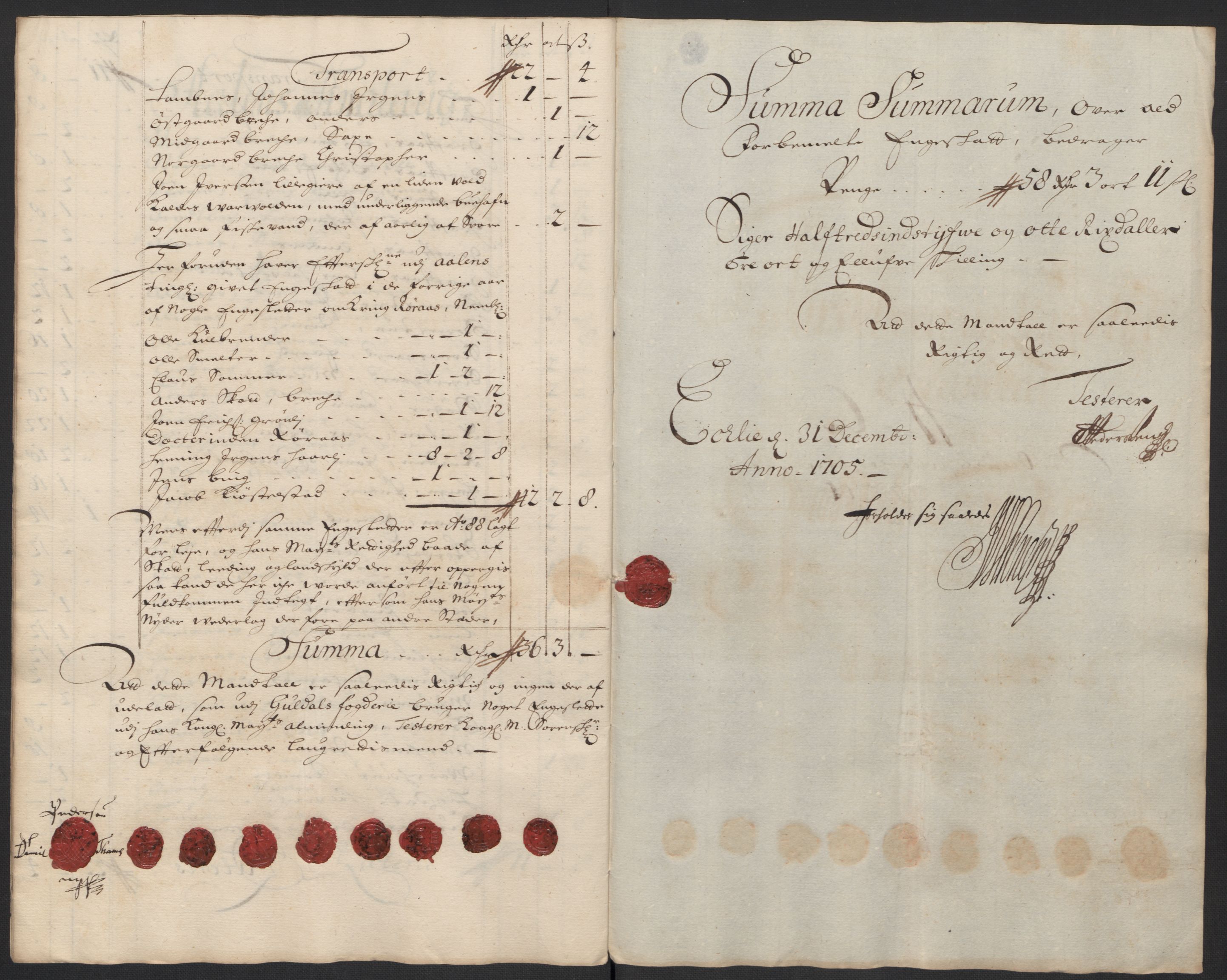 Rentekammeret inntil 1814, Reviderte regnskaper, Fogderegnskap, RA/EA-4092/R60/L3955: Fogderegnskap Orkdal og Gauldal, 1705, p. 358