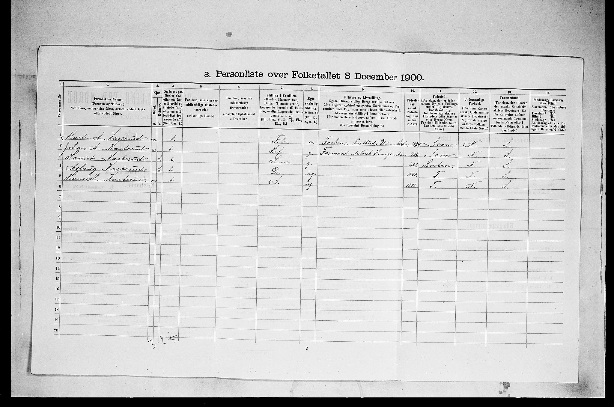 SAO, 1900 census for Kristiania, 1900, p. 18735