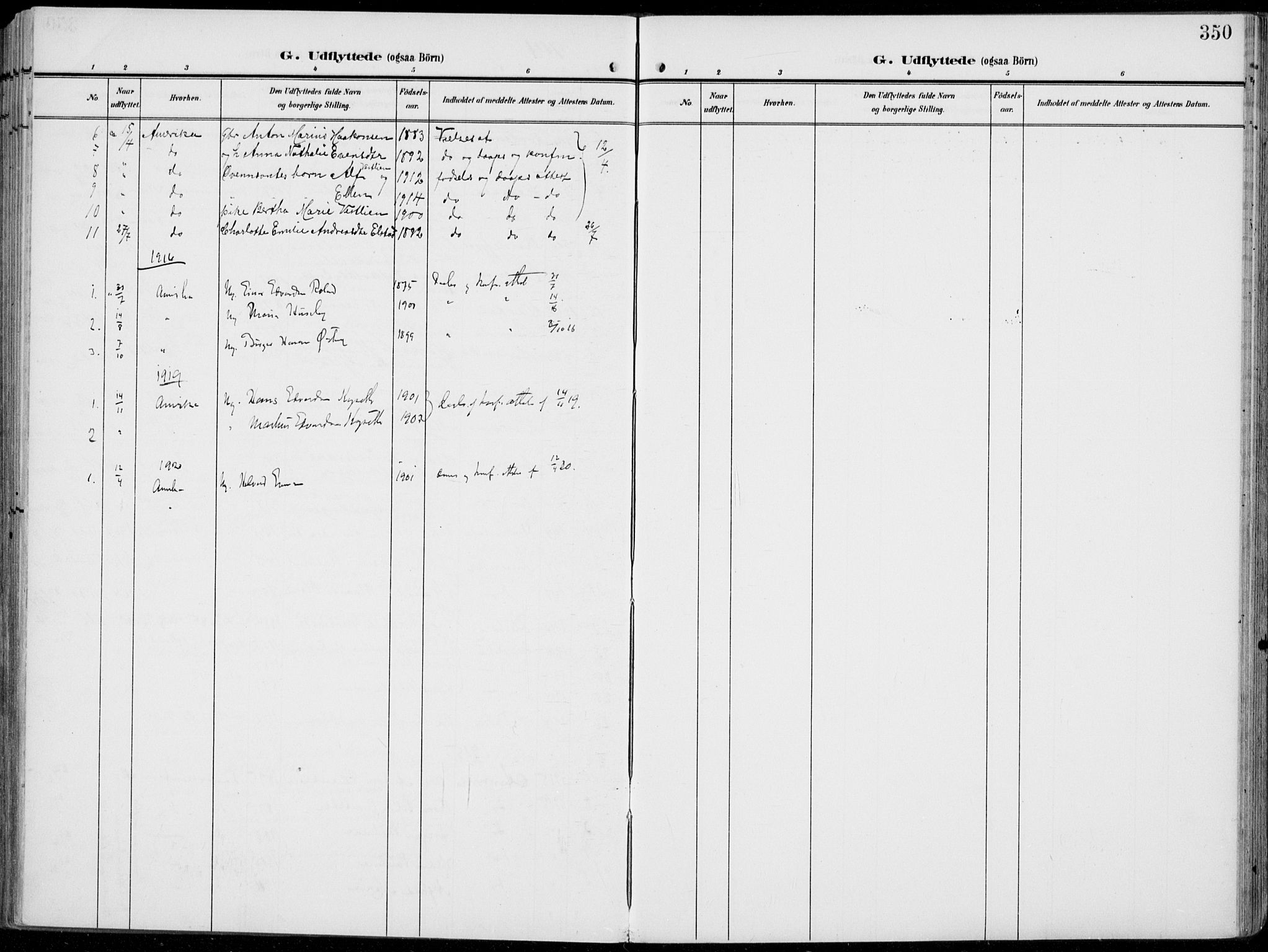 Vestre Toten prestekontor, SAH/PREST-108/H/Ha/Haa/L0014: Parish register (official) no. 14, 1907-1920, p. 350
