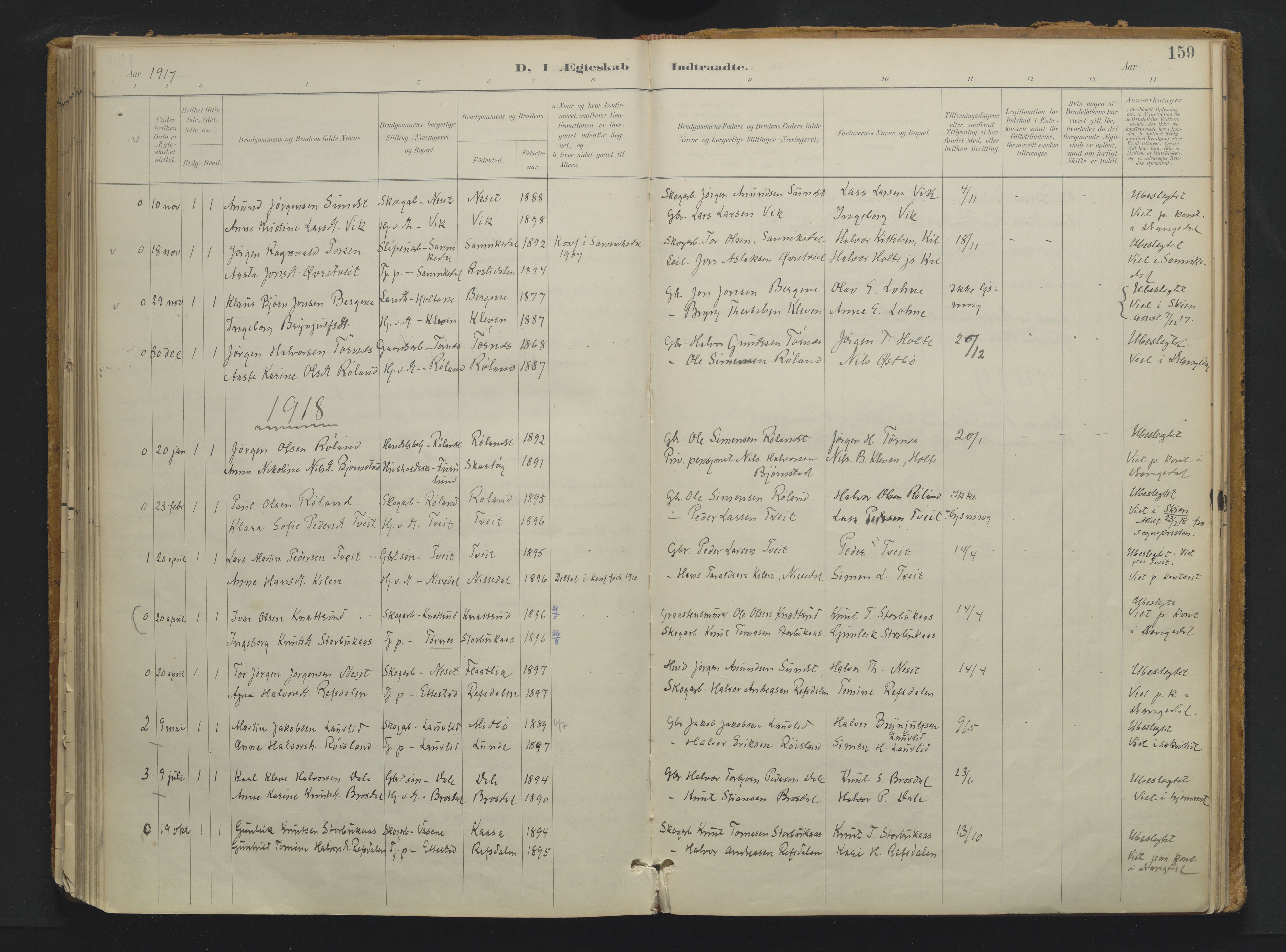Drangedal kirkebøker, SAKO/A-258/F/Fa/L0013: Parish register (official) no. 13, 1895-1919, p. 159