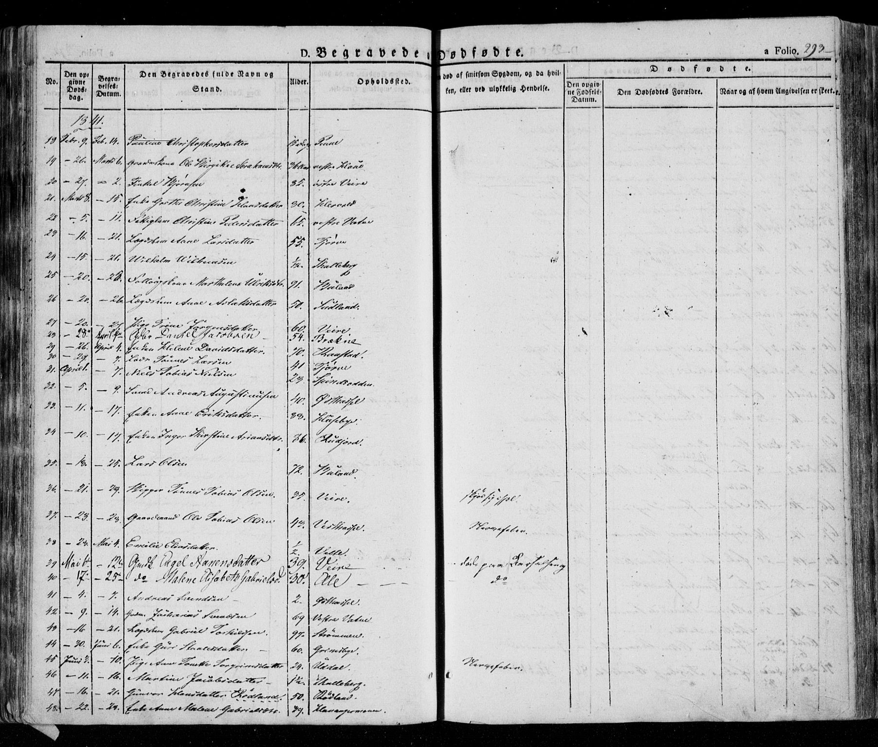 Lista sokneprestkontor, AV/SAK-1111-0027/F/Fa/L0009: Parish register (official) no. A 9, 1835-1846, p. 293