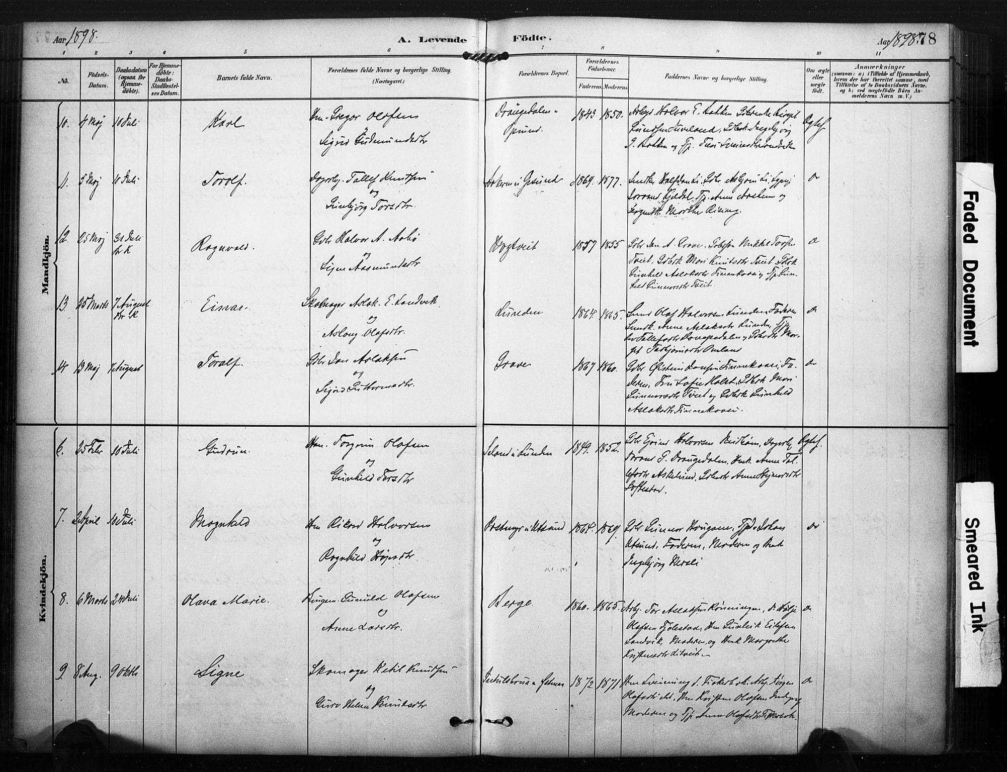 Kviteseid kirkebøker, AV/SAKO-A-276/F/Fa/L0008: Parish register (official) no. I 8, 1882-1903, p. 78