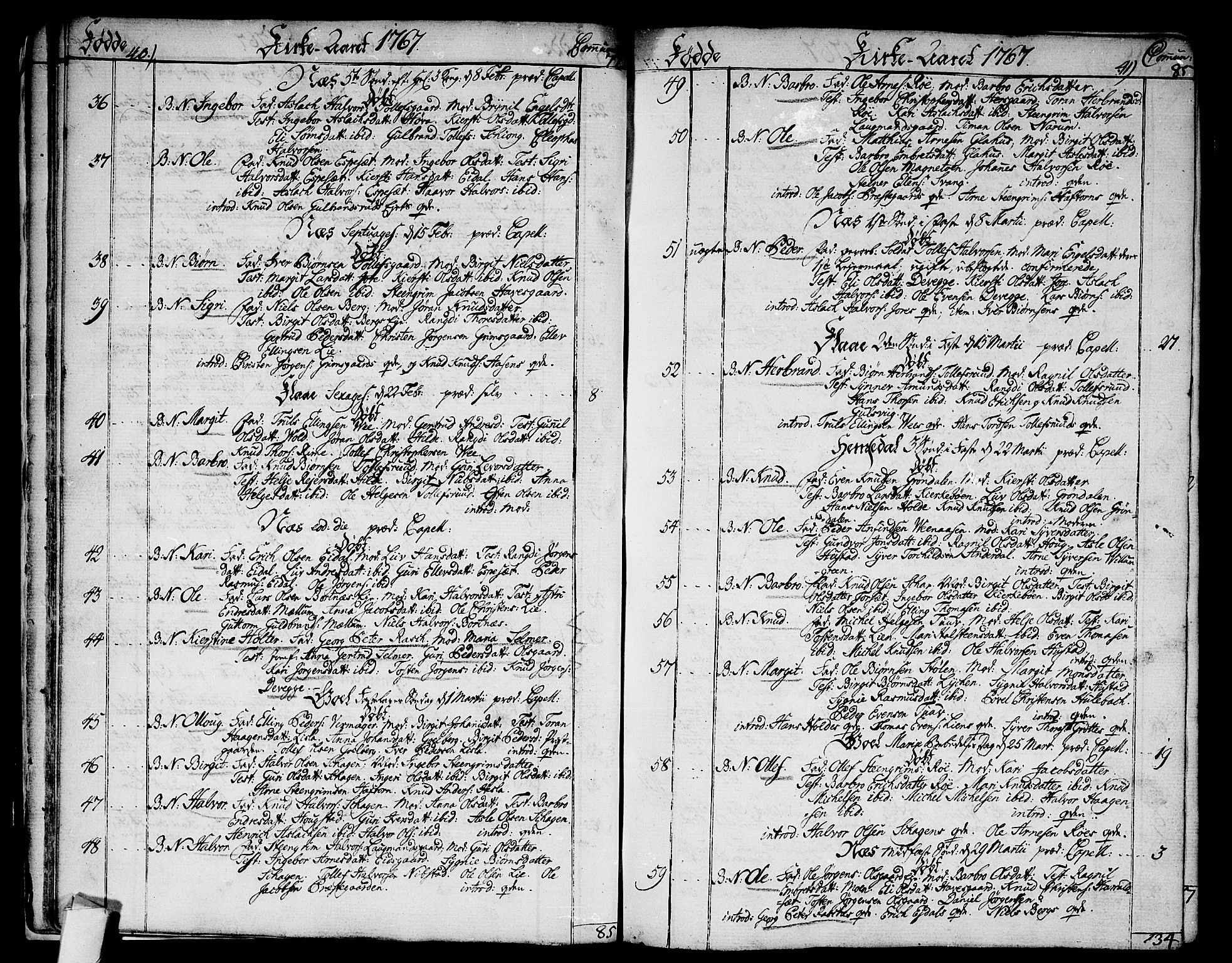 Nes kirkebøker, AV/SAKO-A-236/F/Fa/L0004: Parish register (official) no. 4, 1764-1786, p. 40-41