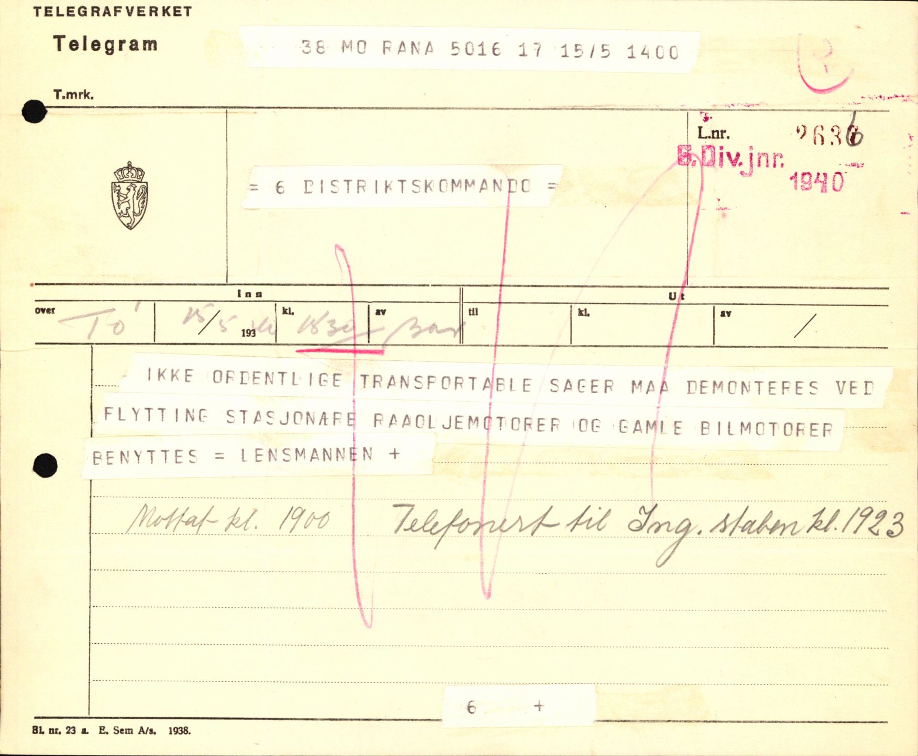 Forsvaret, Forsvarets krigshistoriske avdeling, AV/RA-RAFA-2017/Y/Yb/L0123: II-C-11-600  -  6. Divisjon med avdelinger, 1940, p. 639