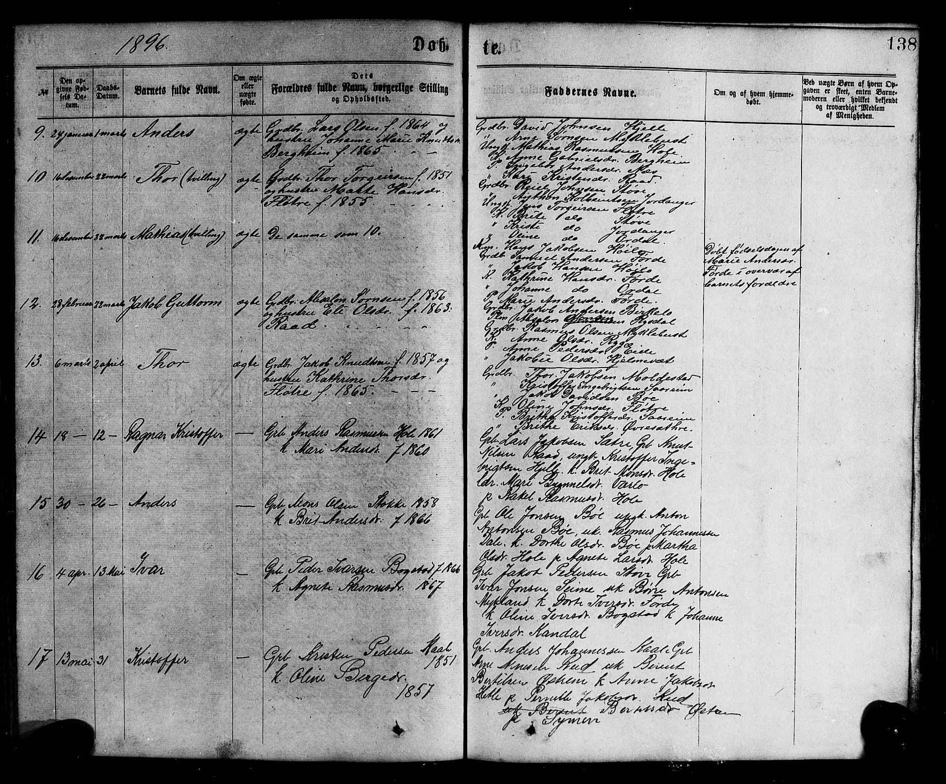 Gloppen sokneprestembete, AV/SAB-A-80101/H/Hab/Habc/L0001: Parish register (copy) no. C 1, 1872-1896, p. 138