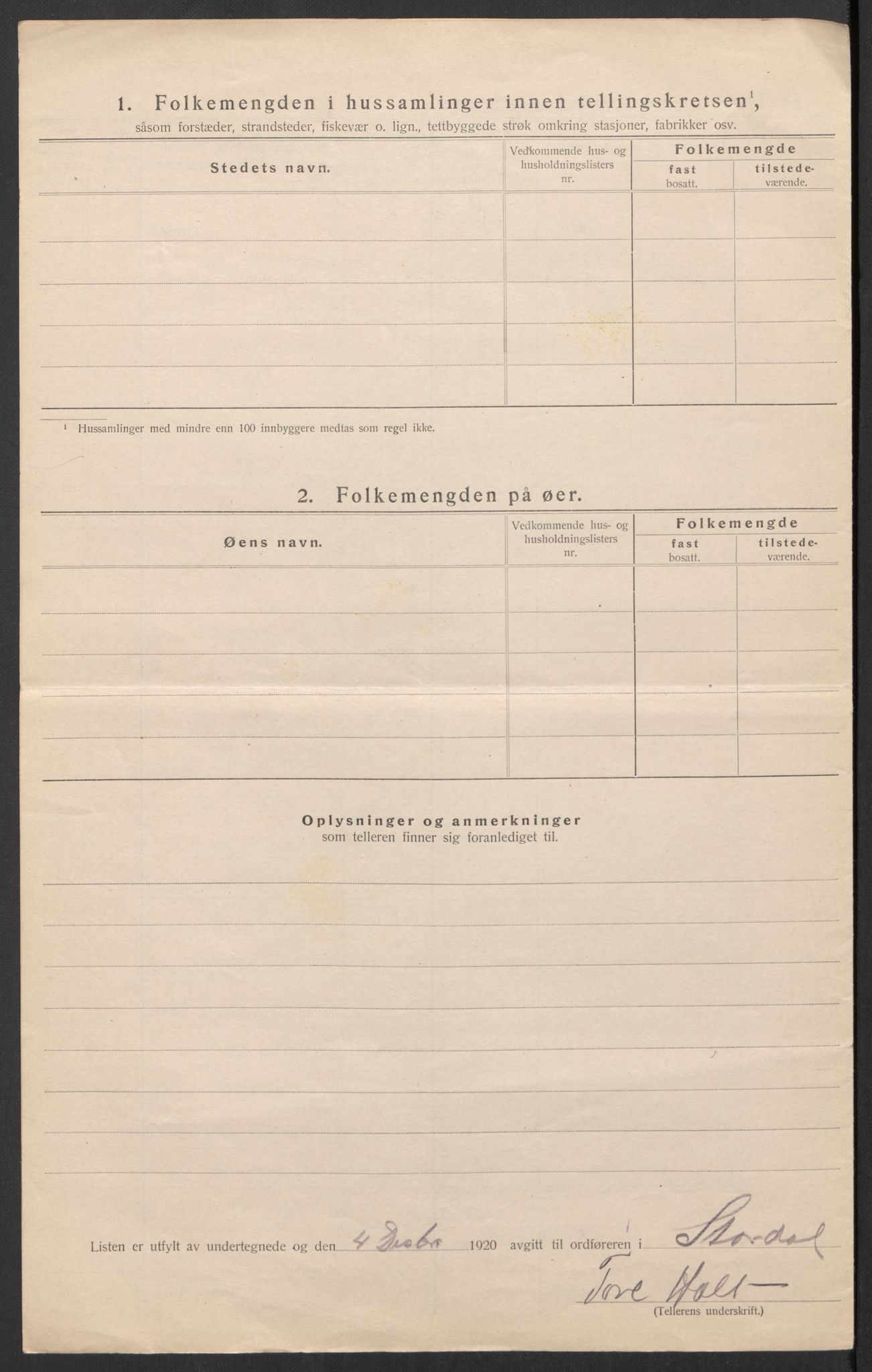 SAT, 1920 census for Stordal, 1920, p. 18