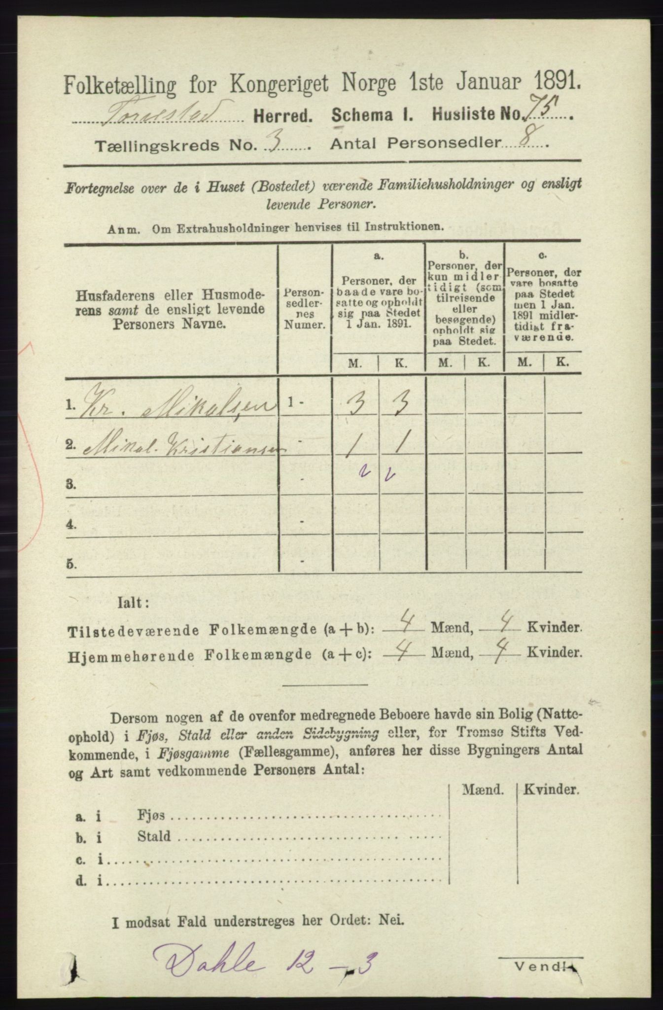 RA, 1891 census for 1152 Torvastad, 1891, p. 945