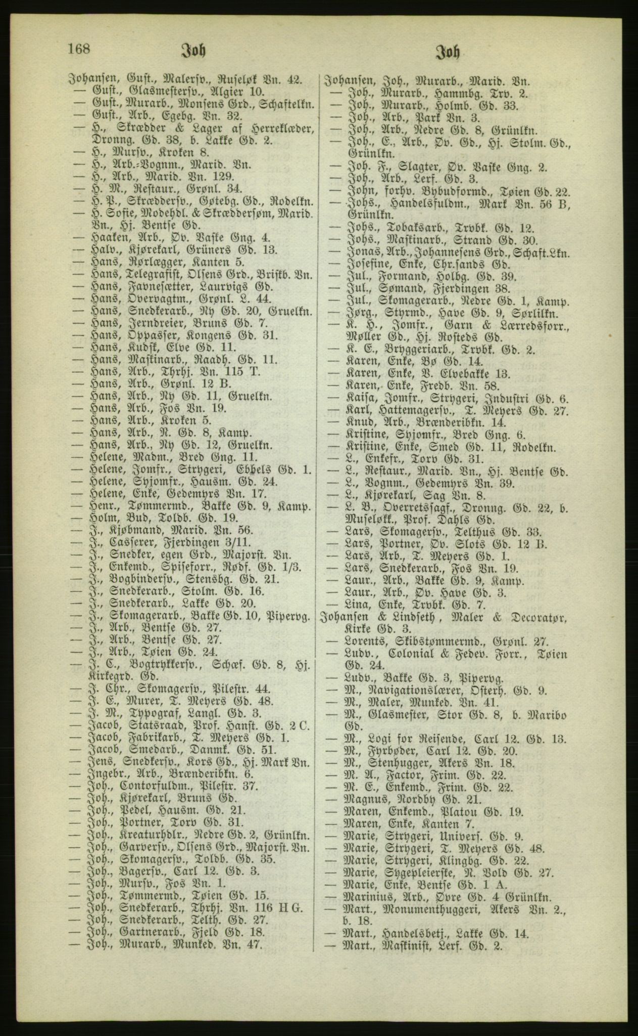 Kristiania/Oslo adressebok, PUBL/-, 1880, p. 168