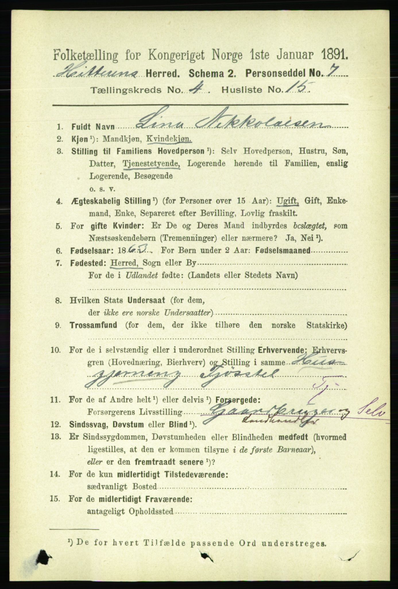 RA, 1891 census for 1617 Hitra, 1891, p. 855