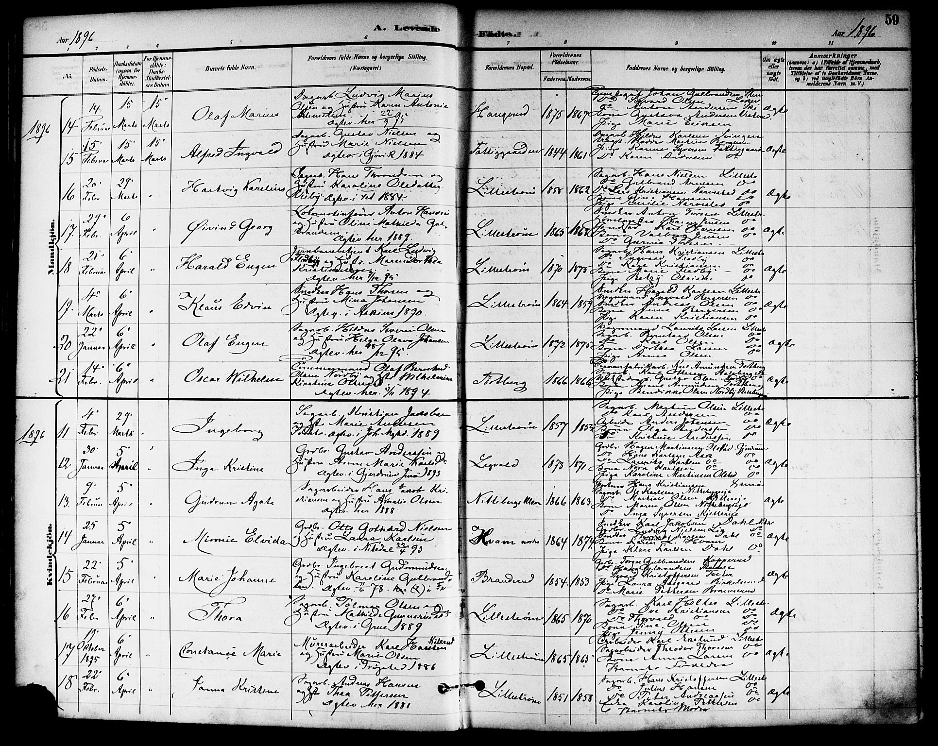 Skedsmo prestekontor Kirkebøker, SAO/A-10033a/F/Fa/L0014: Parish register (official) no. I 14, 1892-1901, p. 59