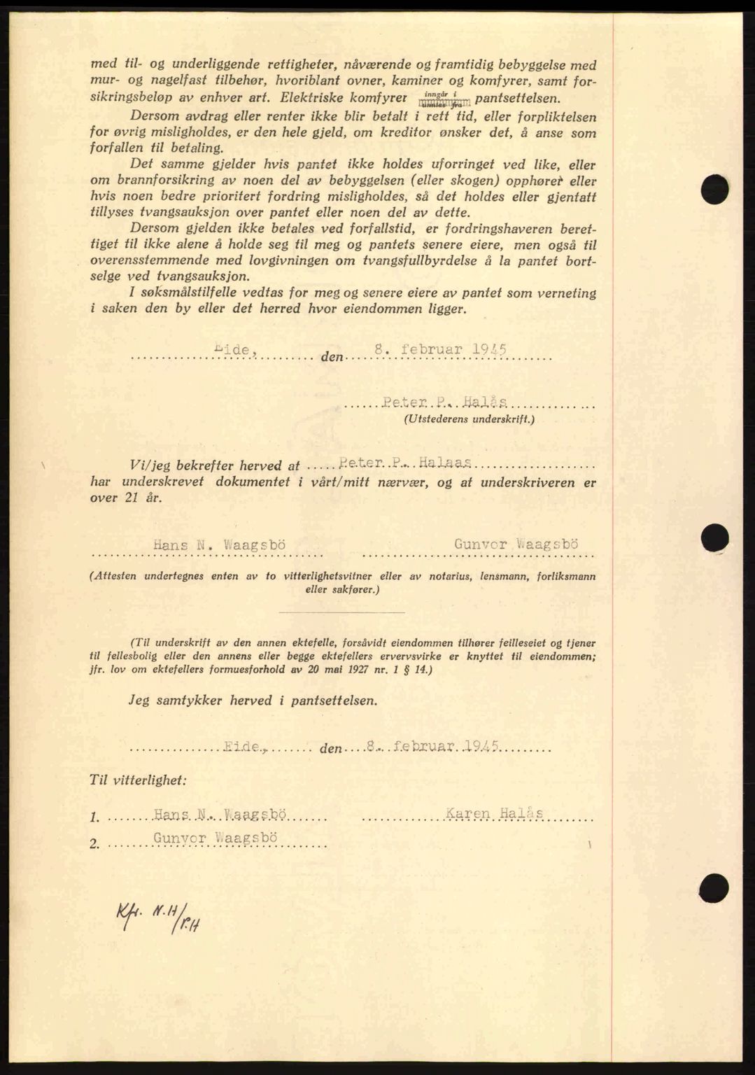 Nordmøre sorenskriveri, AV/SAT-A-4132/1/2/2Ca: Mortgage book no. B92, 1944-1945, Diary no: : 645/1945