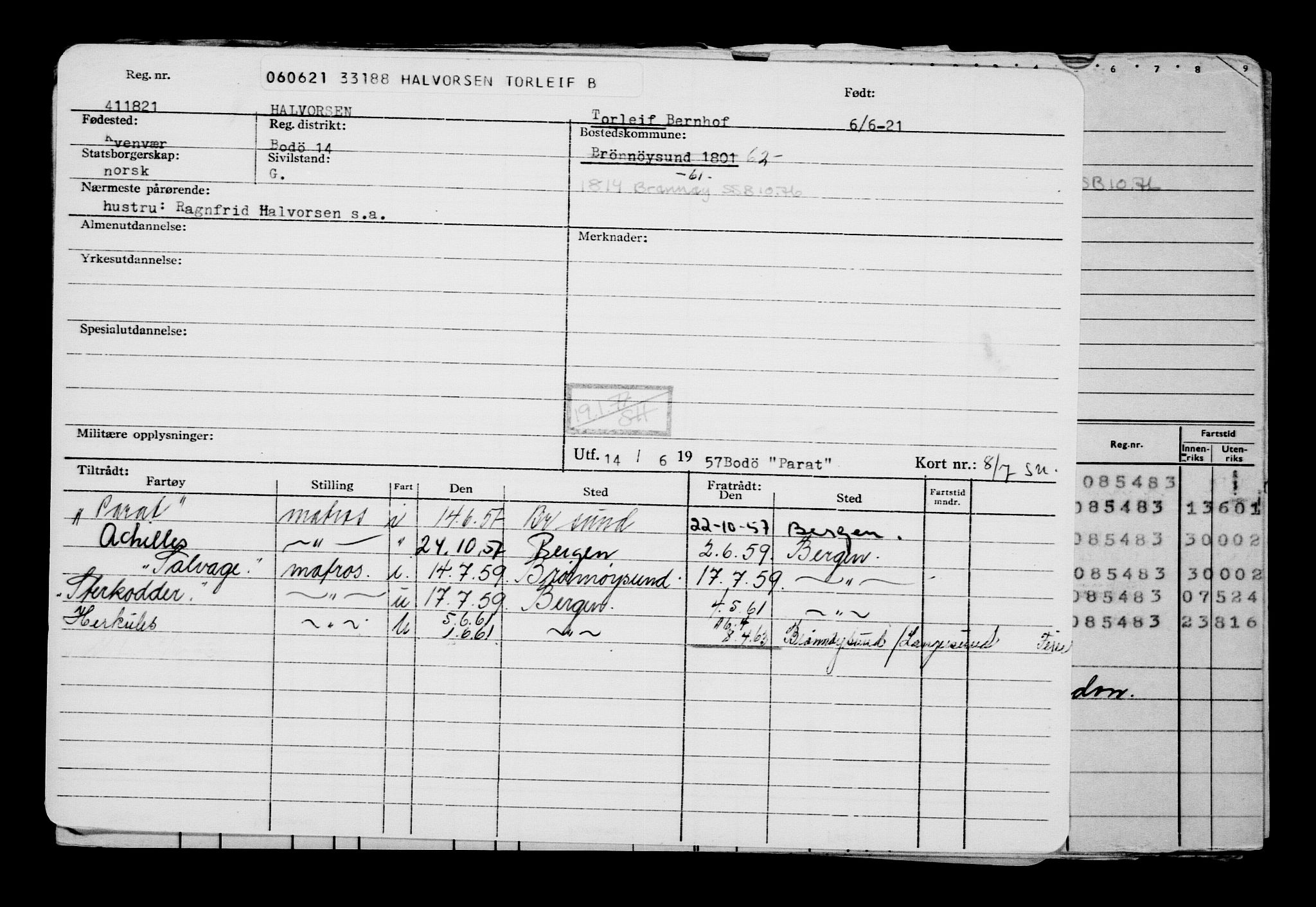 Direktoratet for sjømenn, AV/RA-S-3545/G/Gb/L0194: Hovedkort, 1921, p. 458