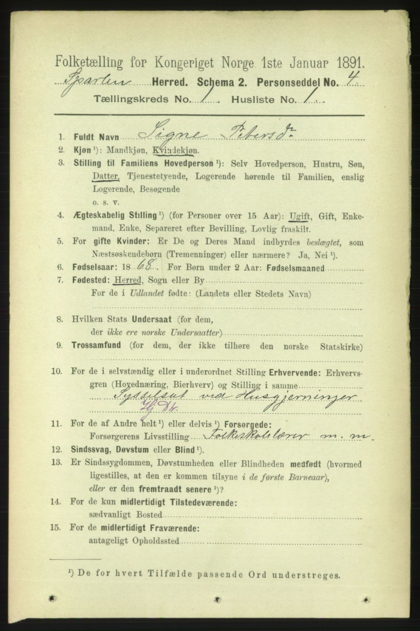 RA, 1891 census for 1731 Sparbu, 1891, p. 121